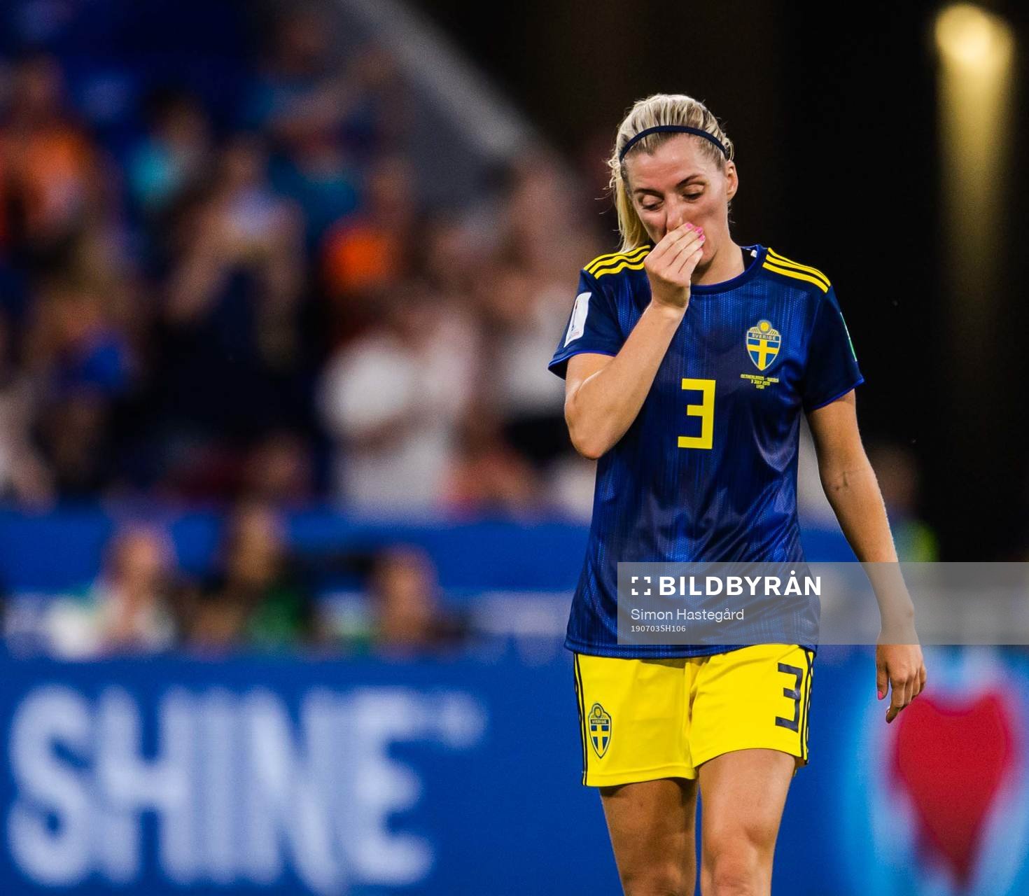 Linda Sembrant of Sweden looks dejected