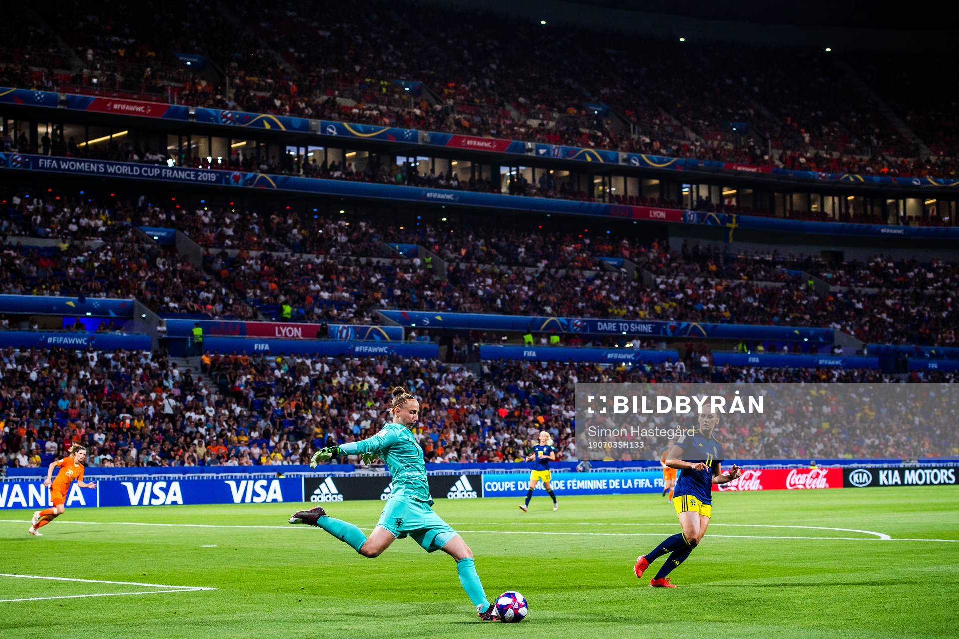 goalkeeper Sari Van Veenendaal of Netherlands and Stina