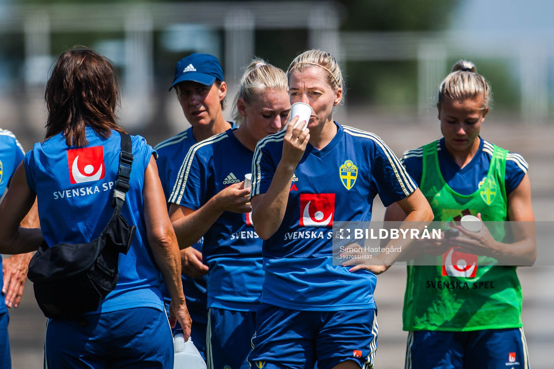 Linda Sembrant of Sweden drinks water