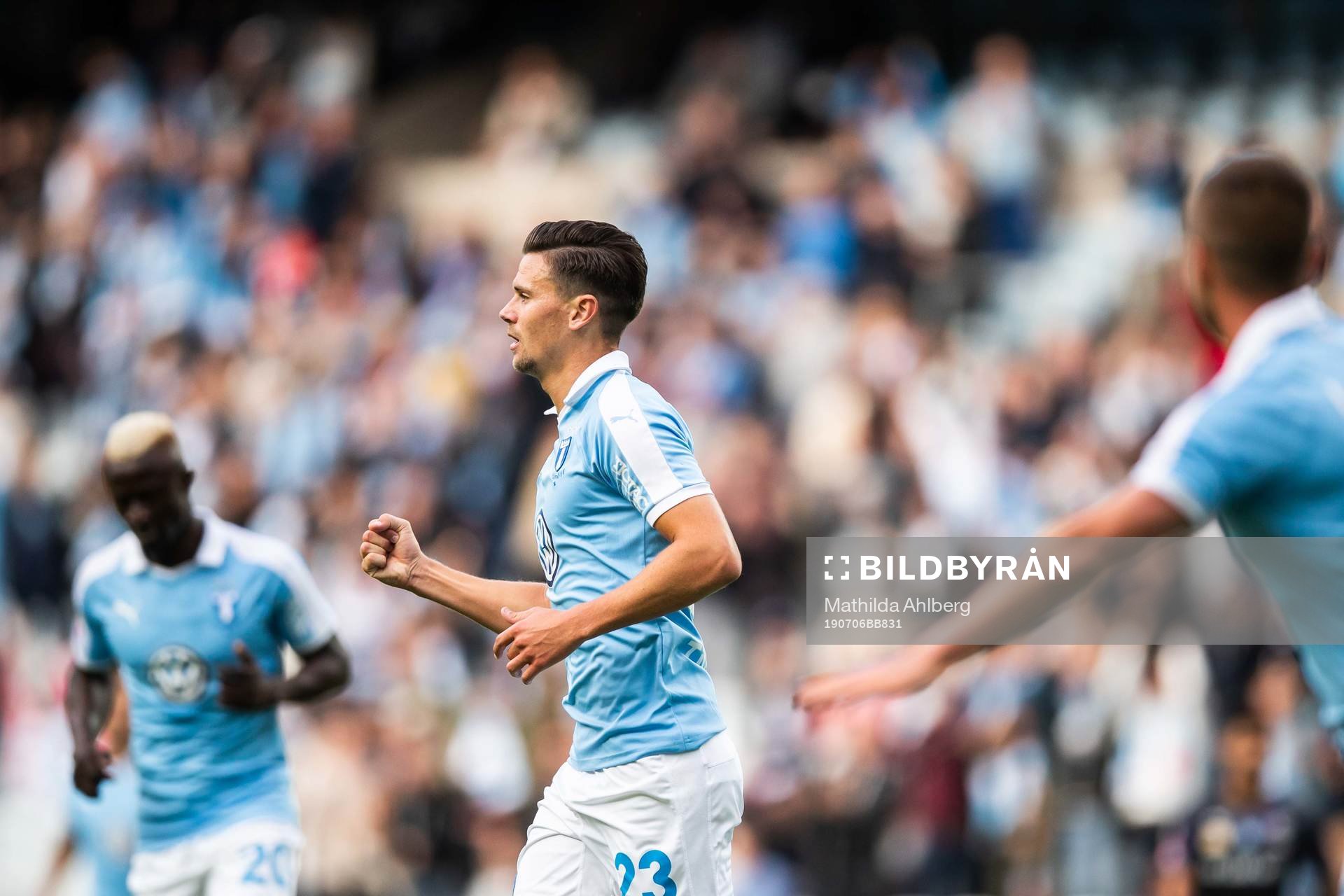 Malmö FFs Marcus Antonsson jublar efter 1-0 under fotbollsmatchen i Allsvenskan mellan Malmö och Örebro den 6 juli 2019 i Malmö. 