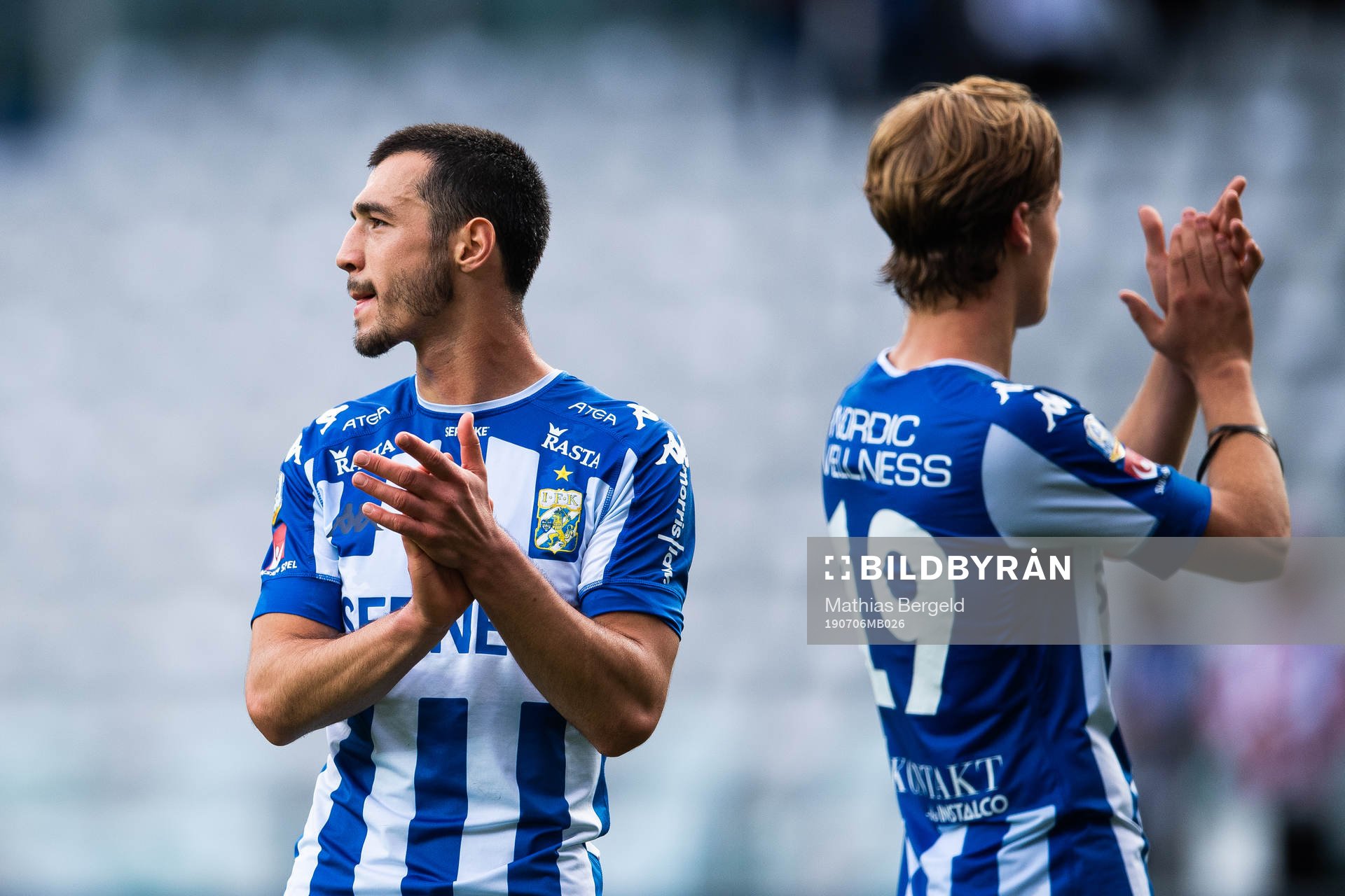 IFK Göteborgs Giorgi Kharaishvili jublar efter fotbollsmatchen i Allsvenskan mellan IFK Göteborg och GIF Sundsvall den 6 juli 2019 i Göteborg.