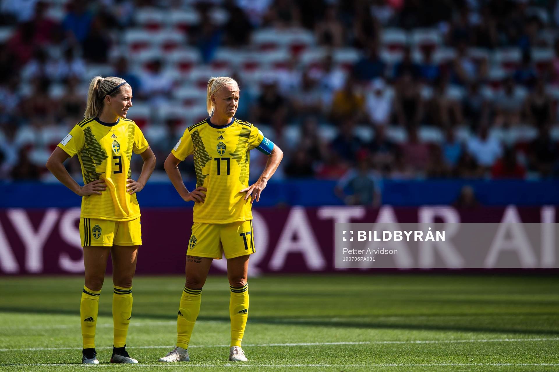 Linda Sembrant and Caroline Seger of Sweden look dejected