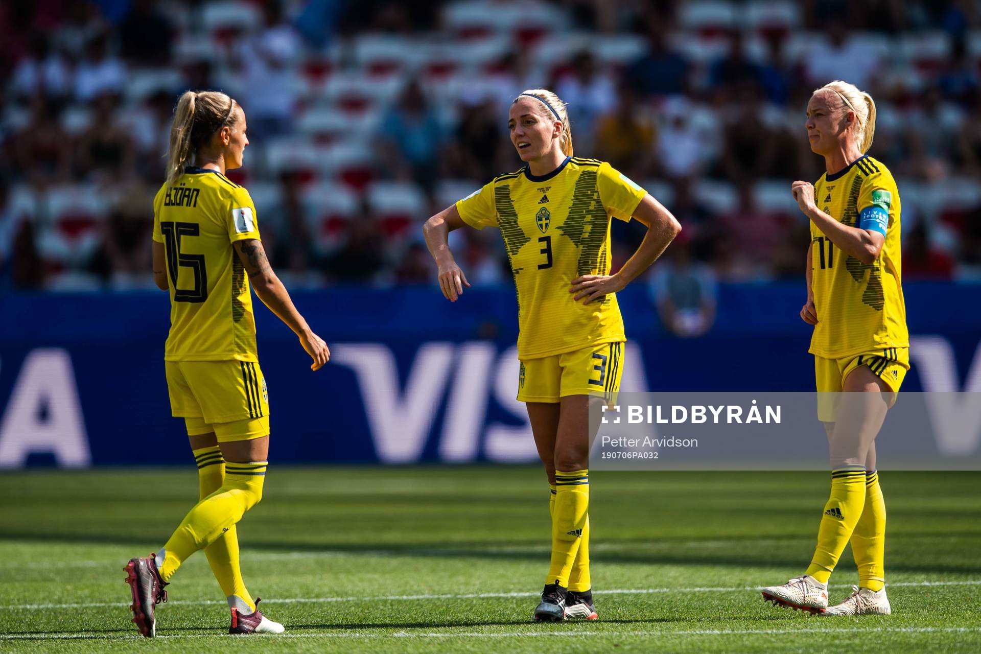 Nathalie Björn, Linda Sembrant and Caroline Seger of Sweden
