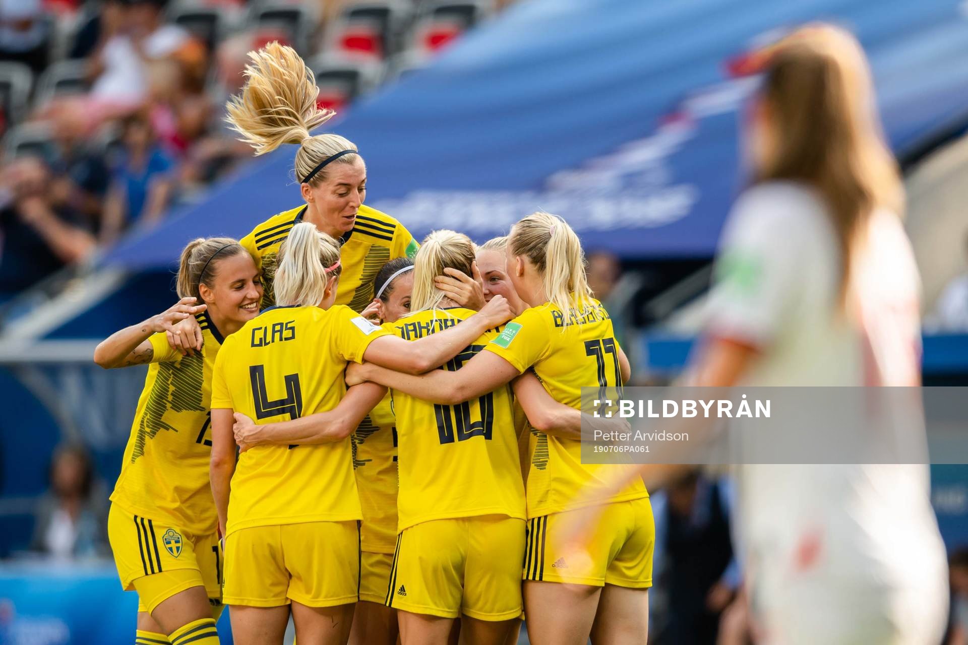 Sofia Jakobsson of Sweden celebrate with Linda Sembrant and