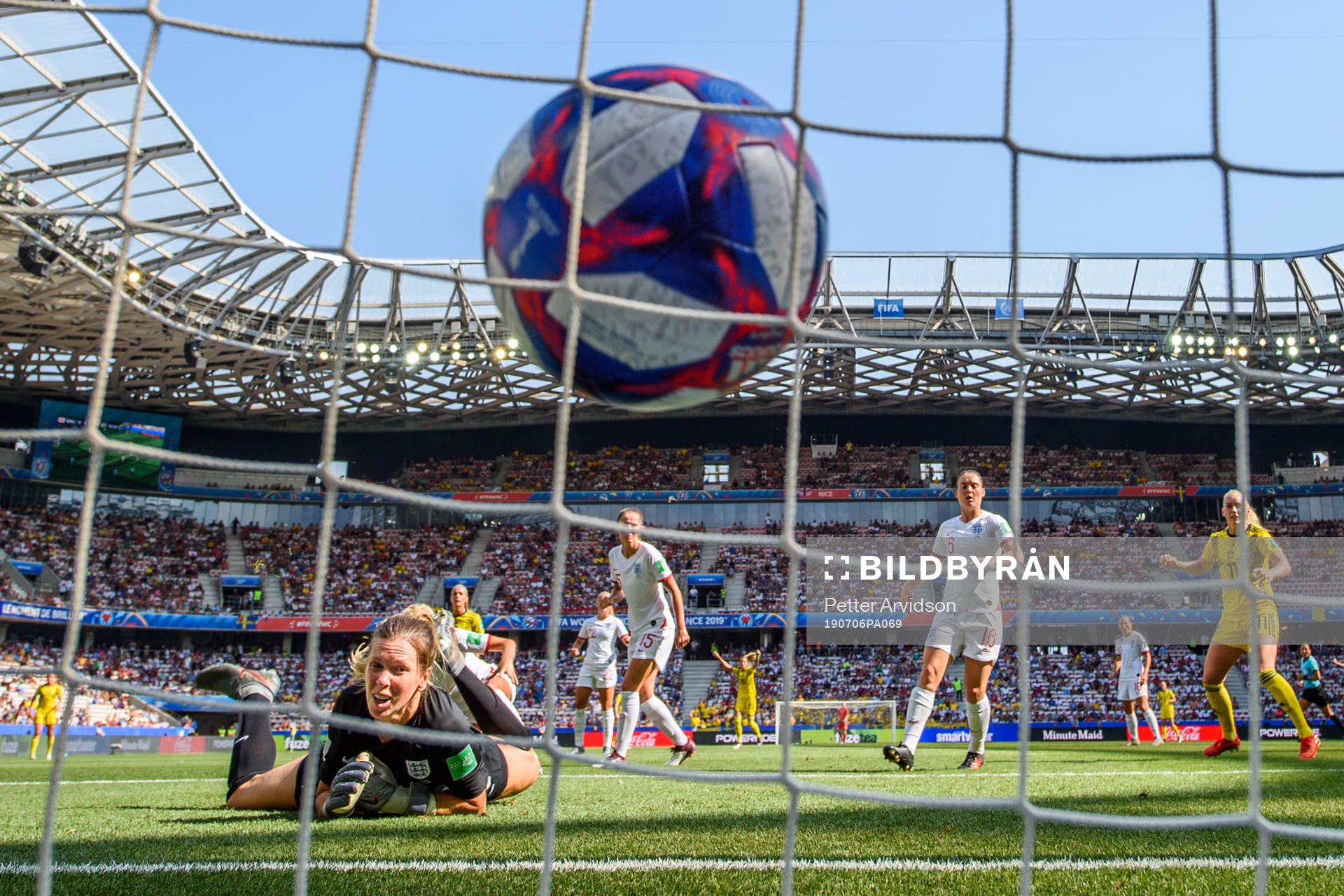 Kosovare Asllani of Sweden score the 0-1 goal behind