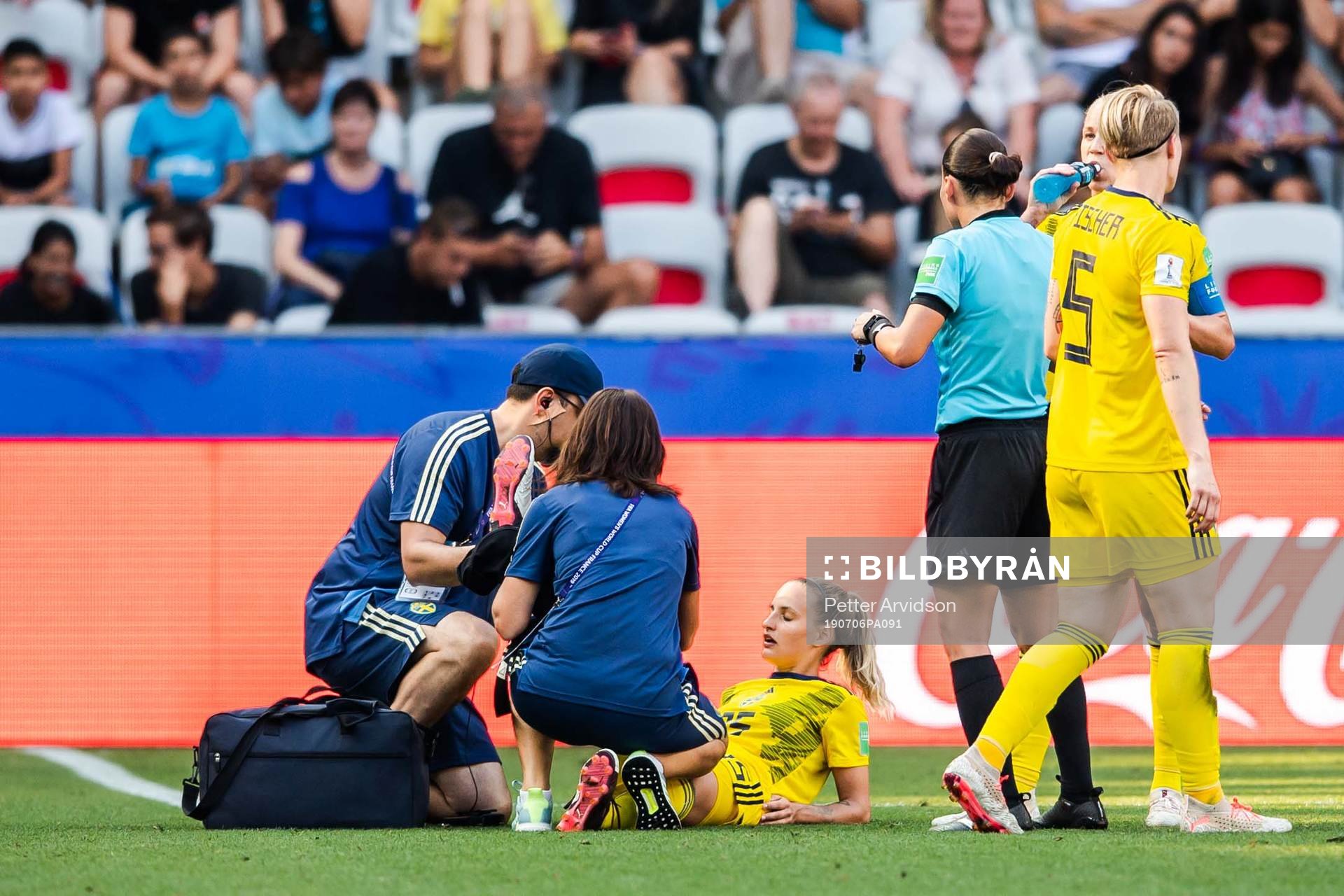 Nathalie Björn of Sweden in pain