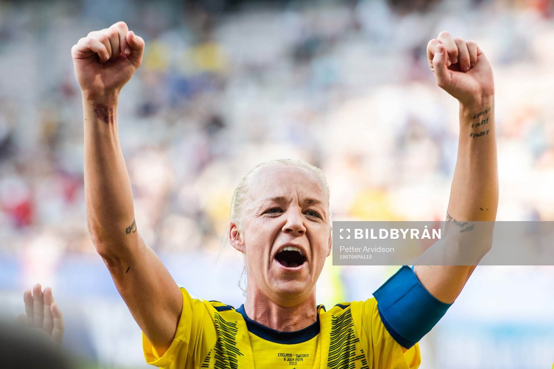 Caroline Seger of Sweden celebrates