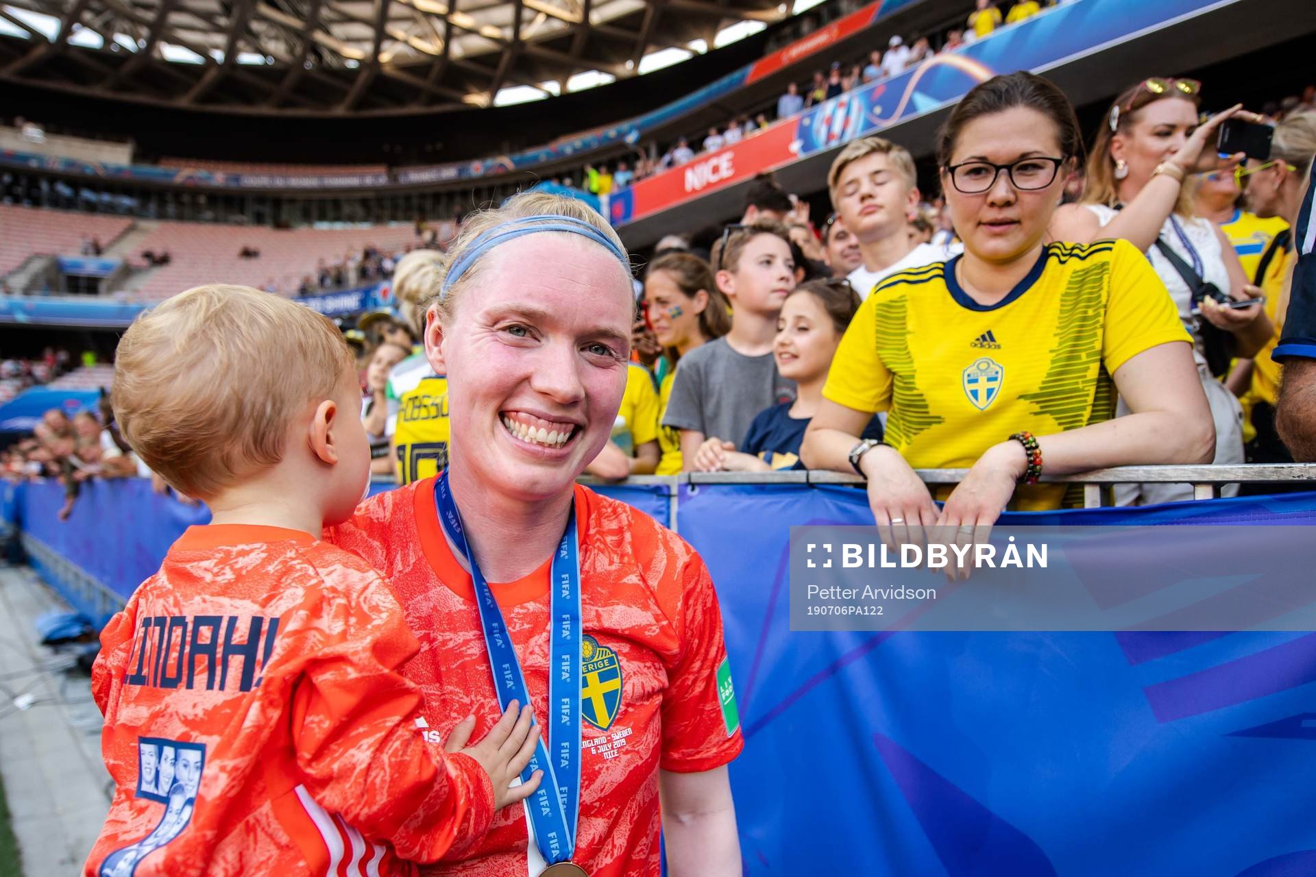 Goalkeeper Hedvig Lindahl of Sweden celebrates