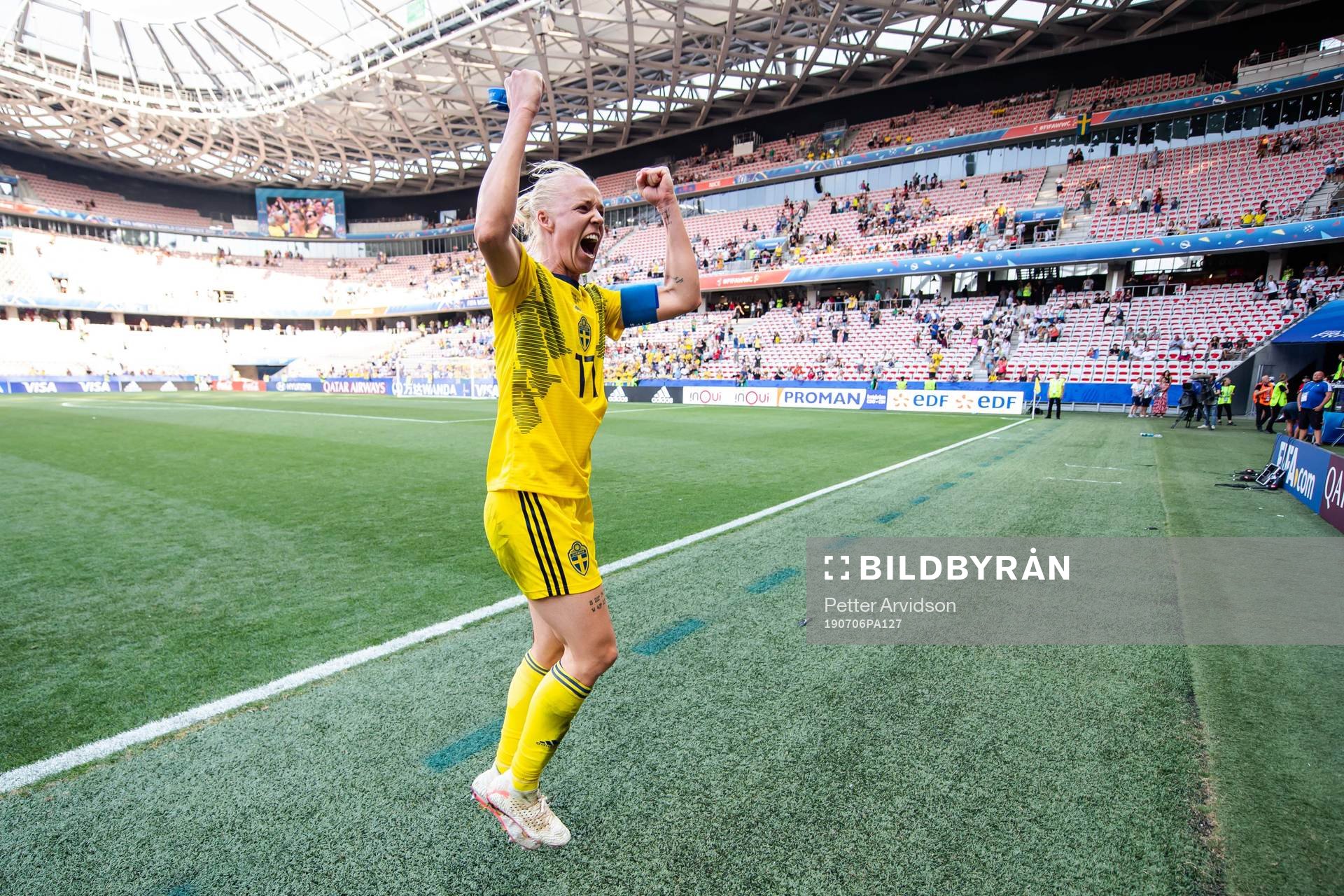 Caroline Seger of Sweden celebrate