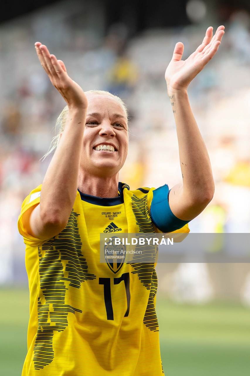 Caroline Seger of Sweden celebrates winning bronze