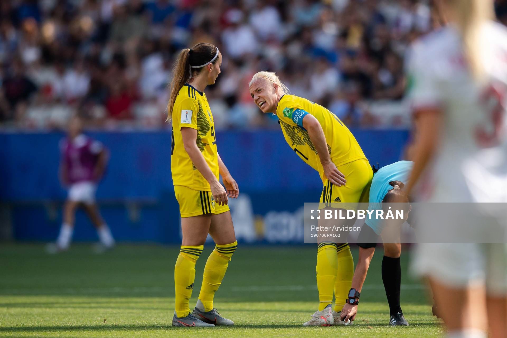 Caroline Seger of Sweden in pain