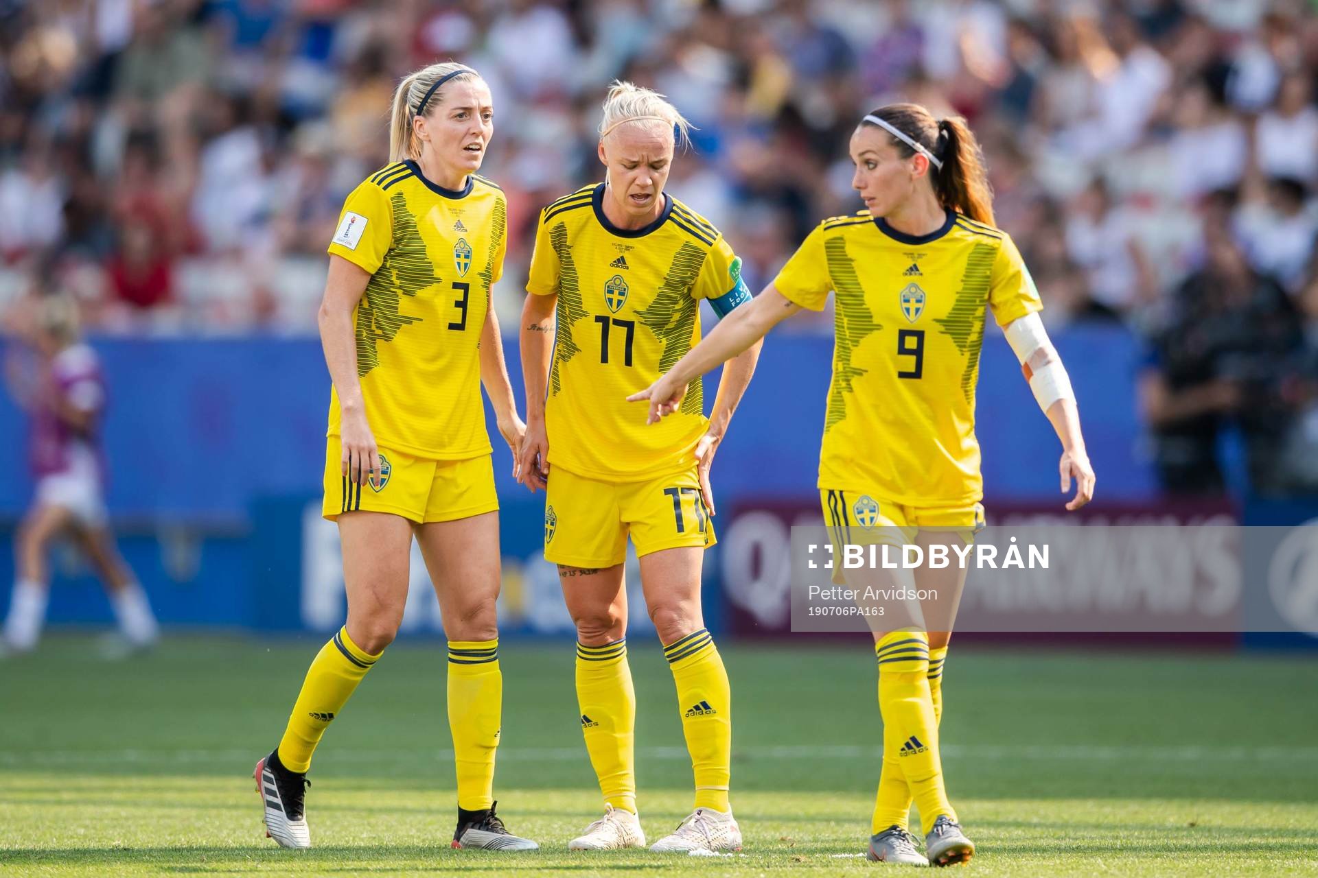 Linda Sembrant, Caroline Seger and Kosovare Asllani of