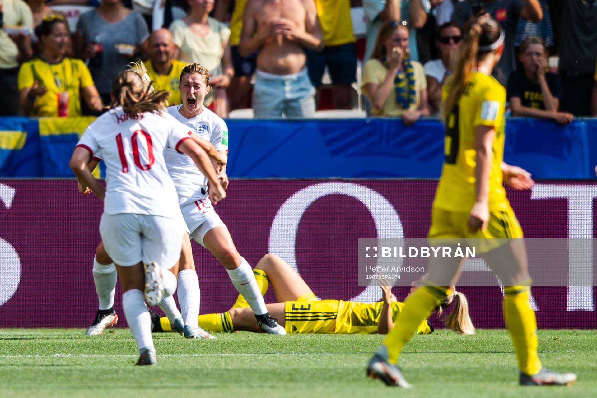 Ellen White of England celebrates