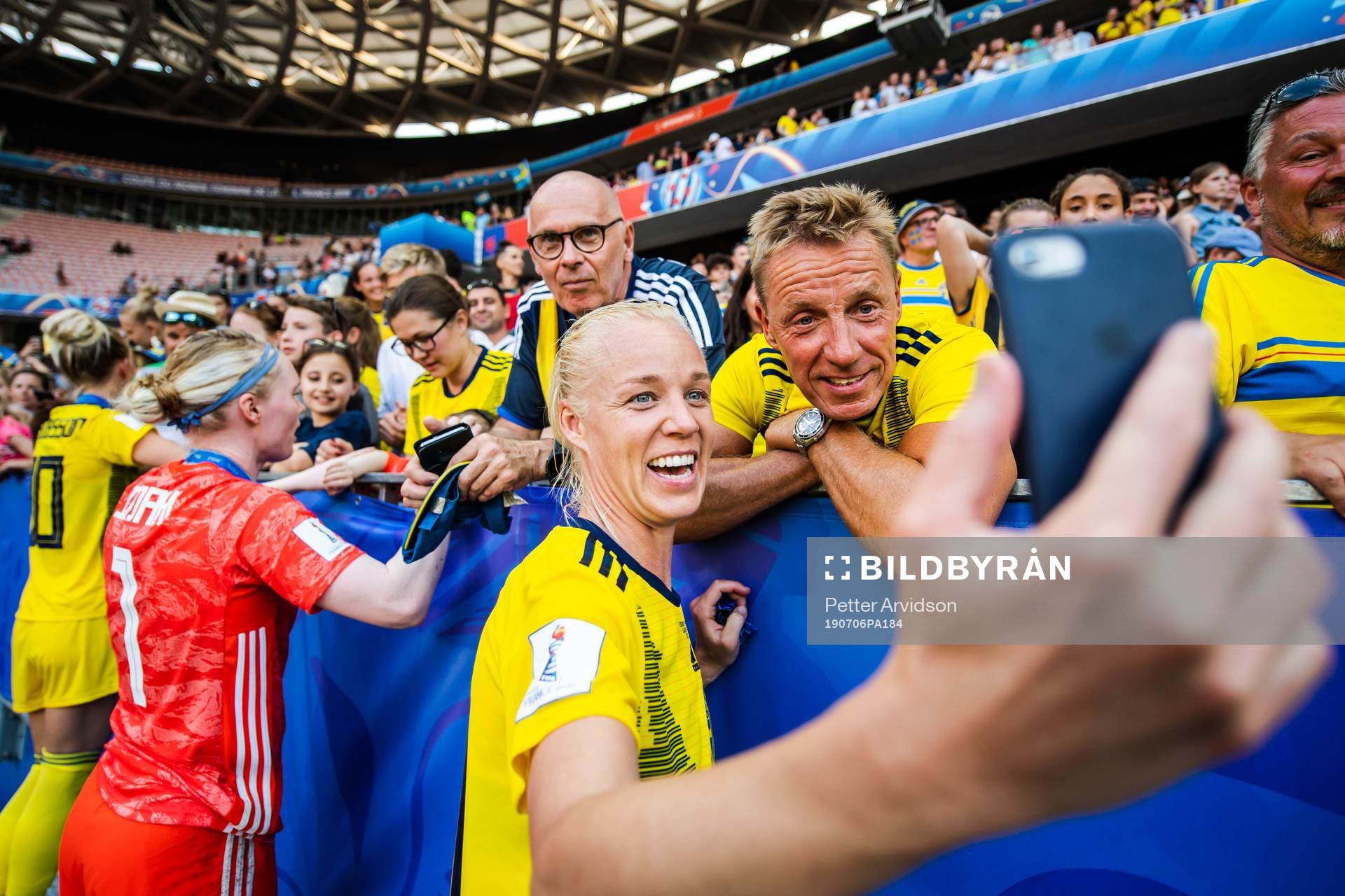 Caroline Seger of Sweden takes a selfie with her dad