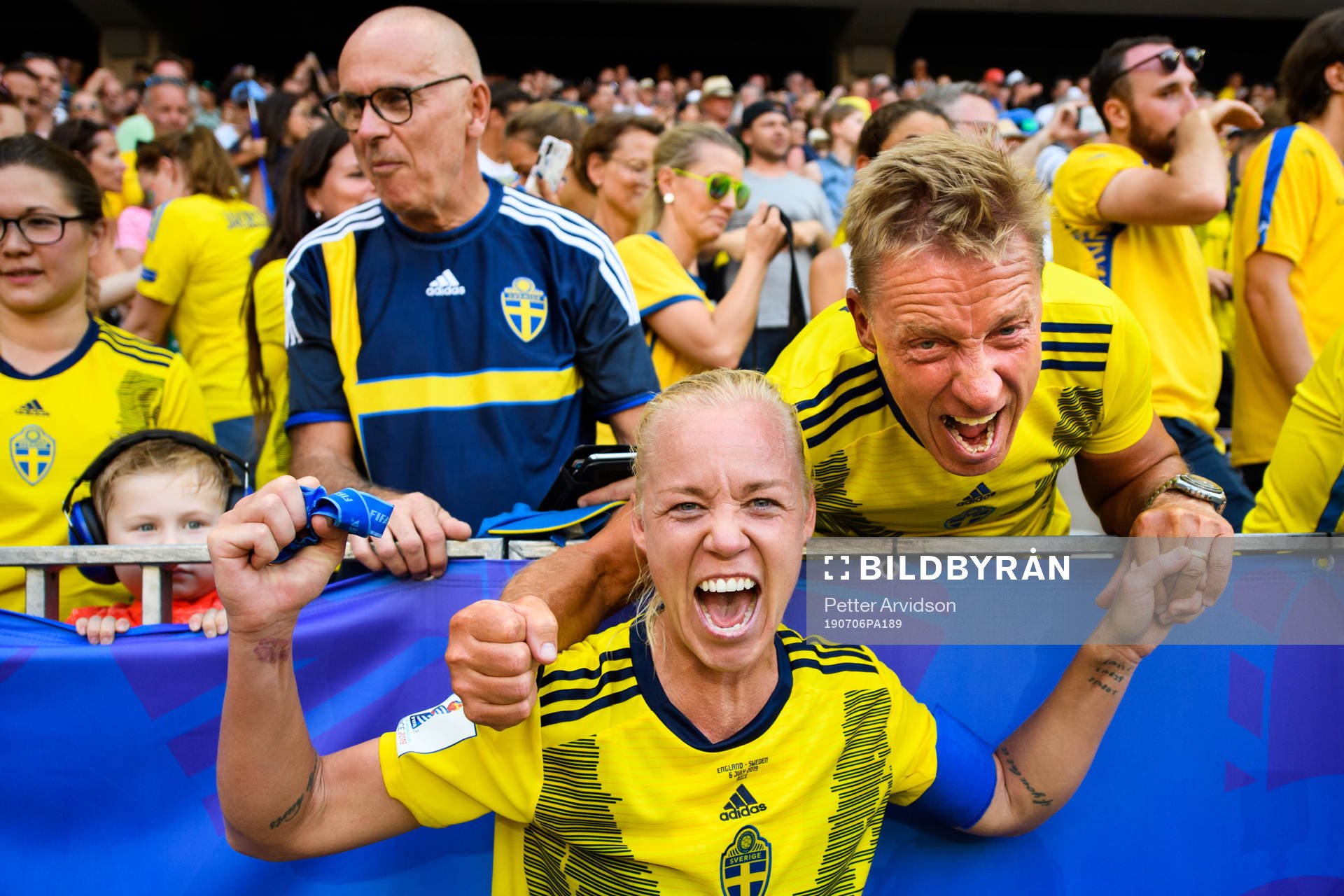 Caroline Seger of Sweden celebrate with her father Mikael