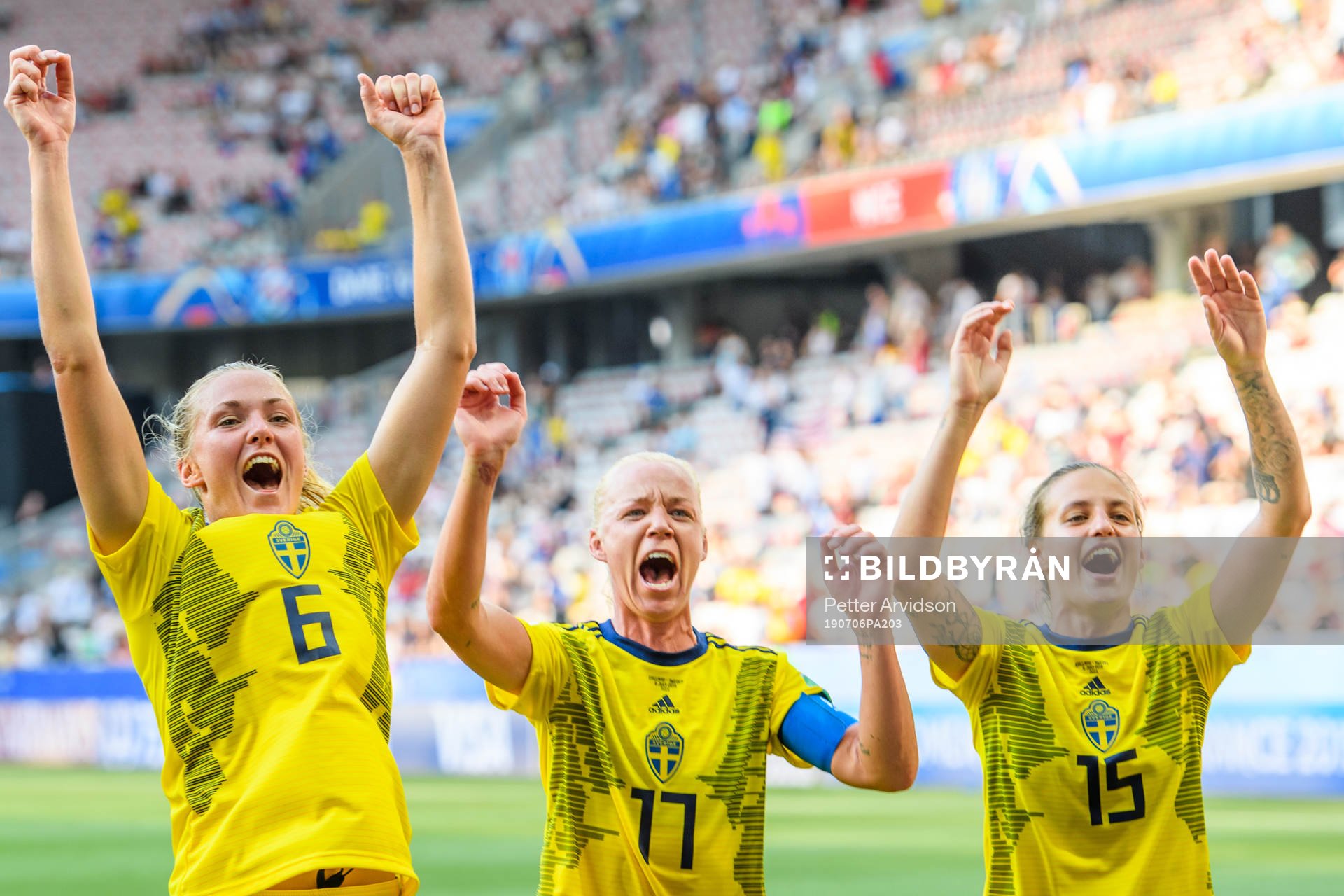 Magdalena Eriksson, Caroline Seger and Nathalie Björn of