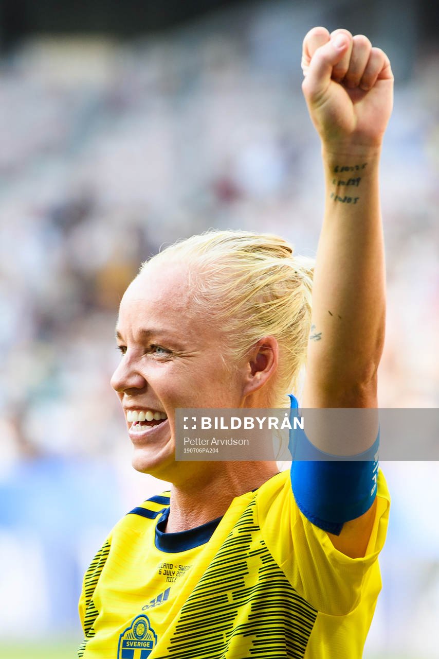 Caroline Seger of Sweden celebrate