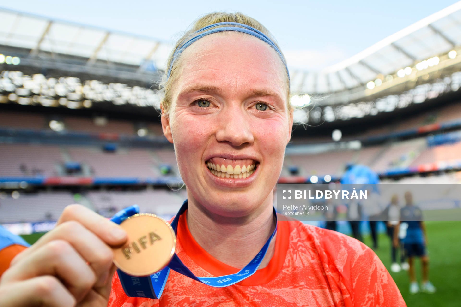 Goalkeeper Hedvig Lindahl of Sweden celebrates with her