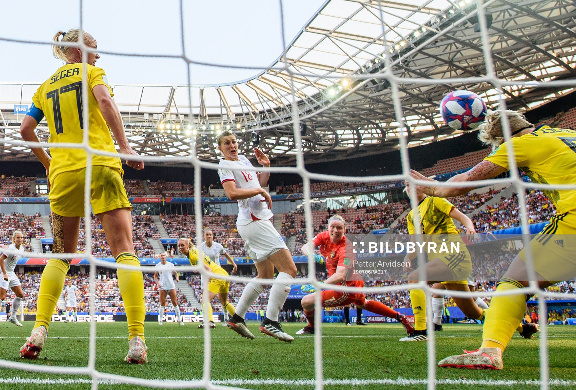 Goalkeeper Hedvig Lindahl and Nilla Fischer of Sweden when