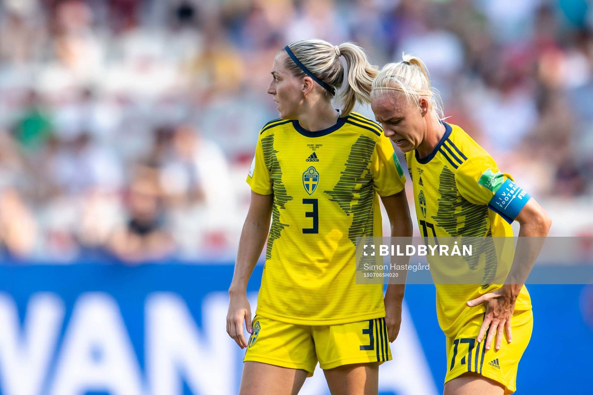 Caroline Seger of Sweden in pain