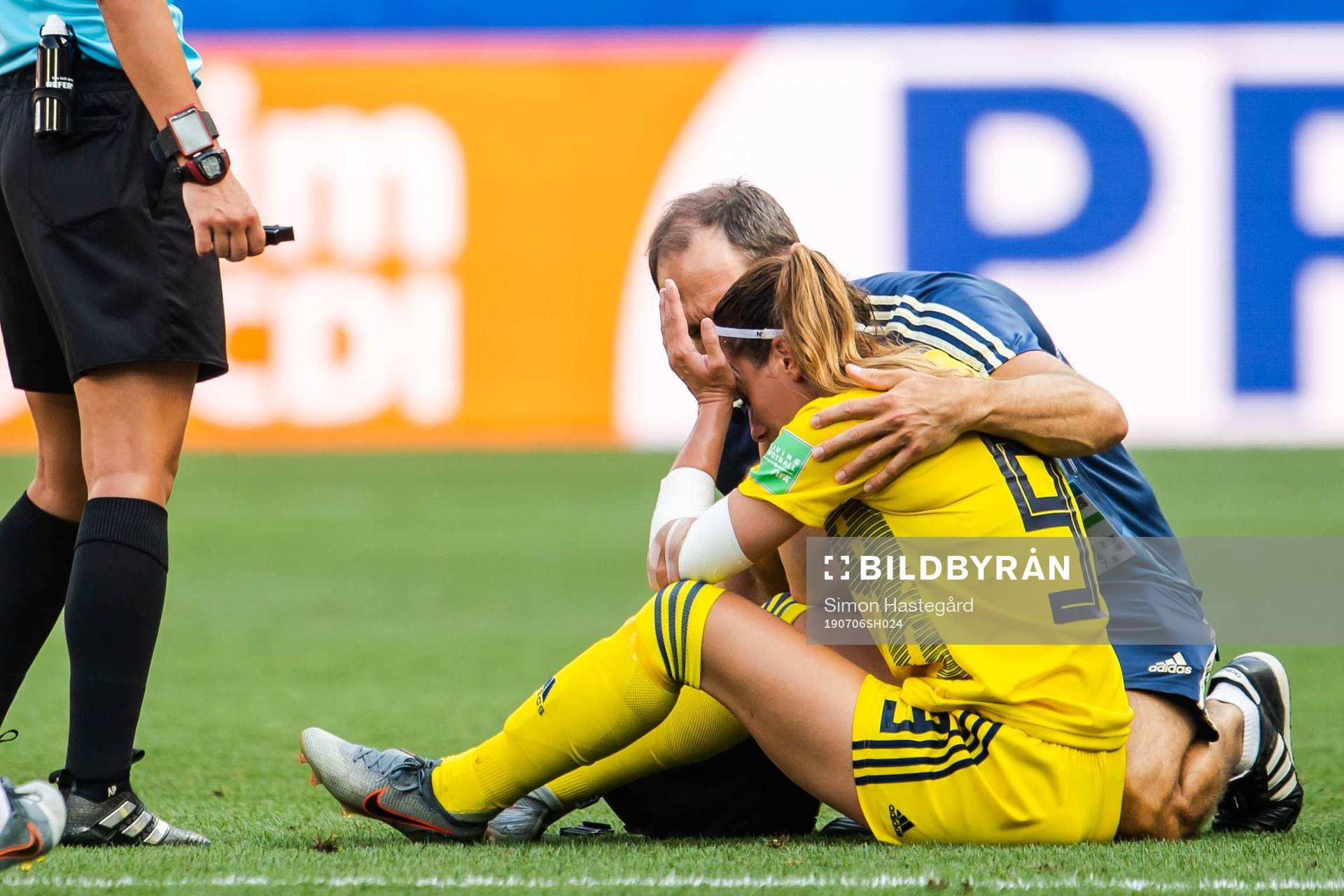 Kosovare Asllani of Sweden in pain