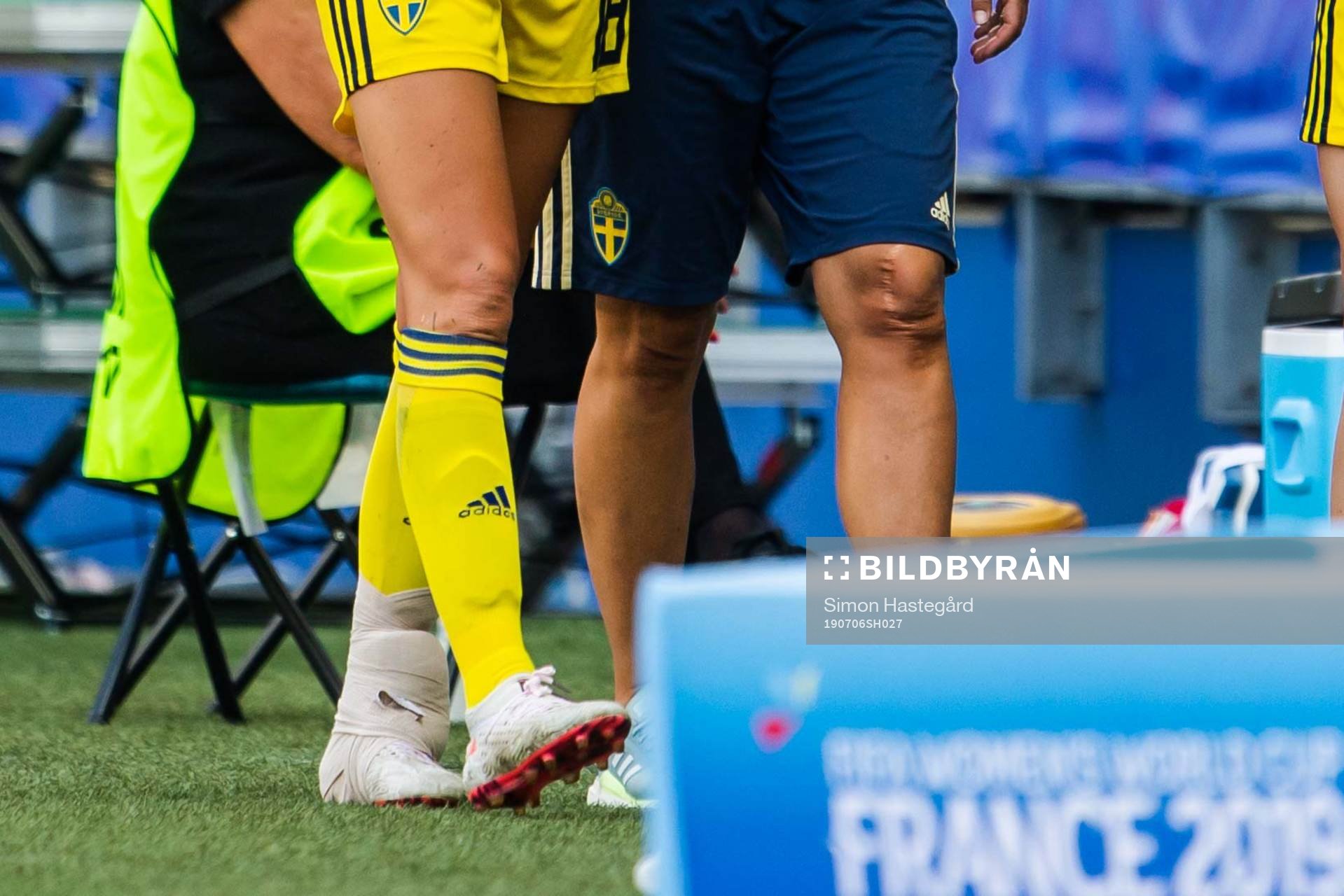 Fridolina Rolfö of Sweden with bandage around her foot
