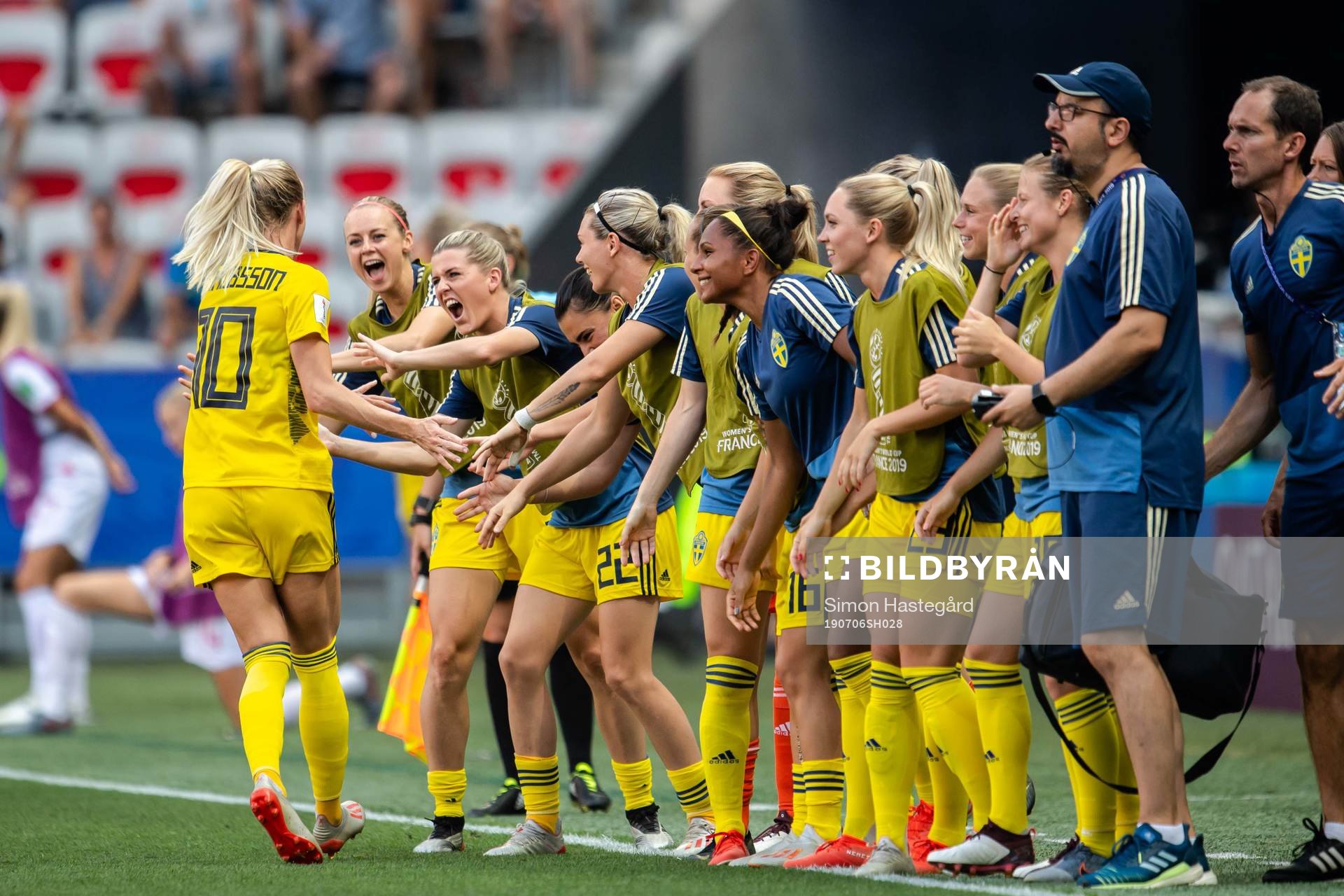 Sofia Jakobsson of Sweden celebrate with teammates