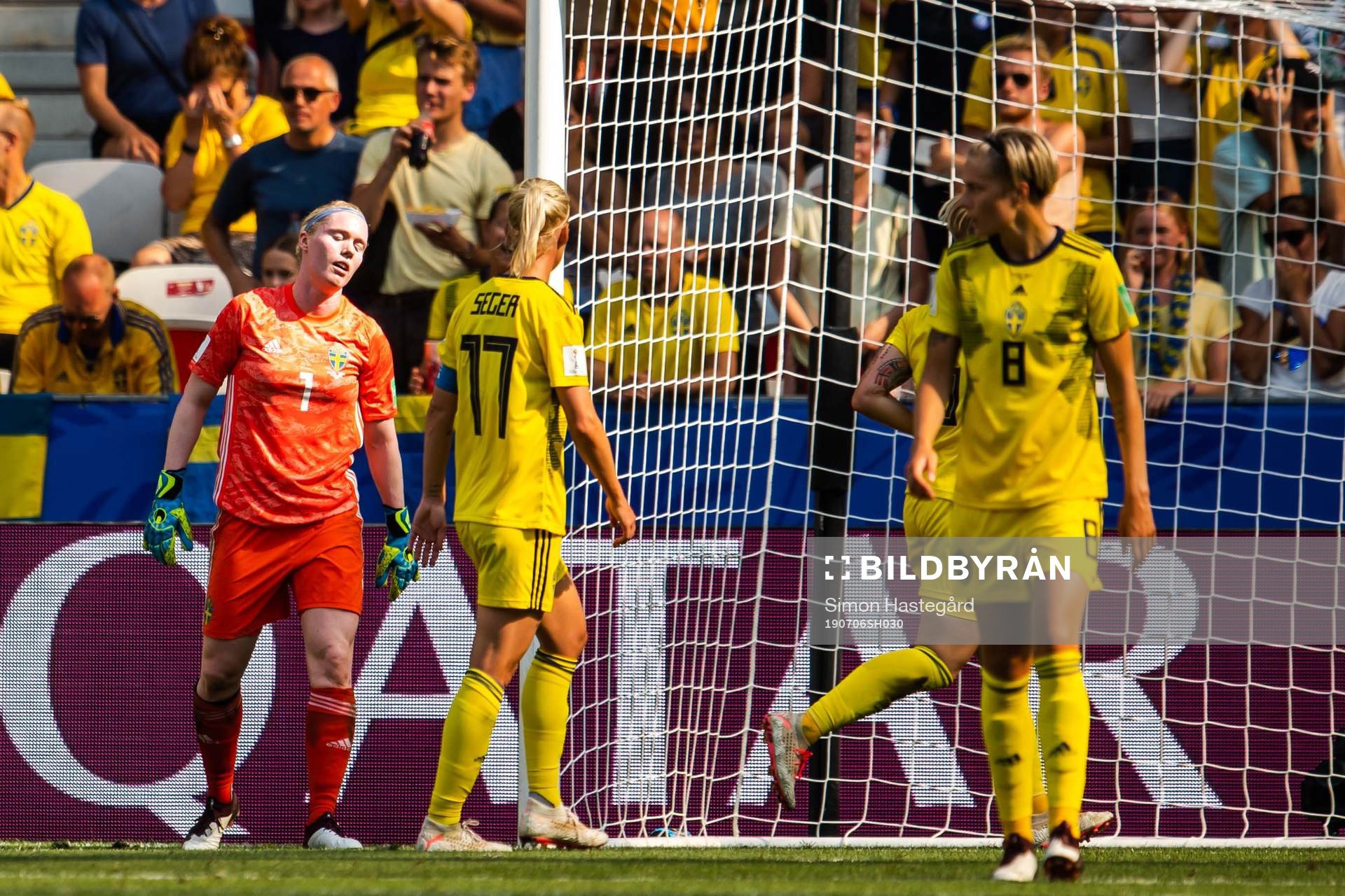 Goalkeeper Hedvig Lindahl of Sweden look dejected