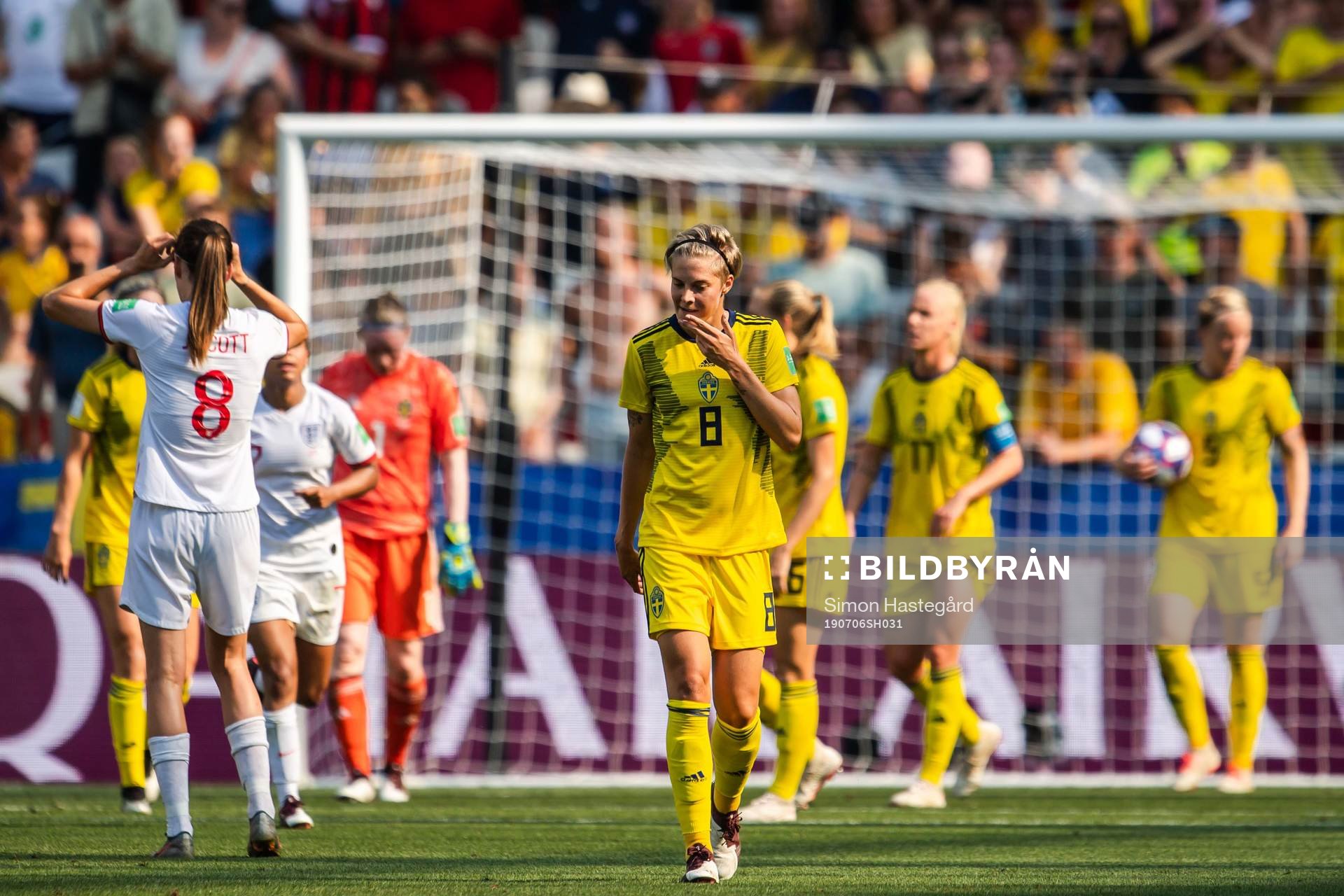 Lina Hurtig of Sweden looks dejected