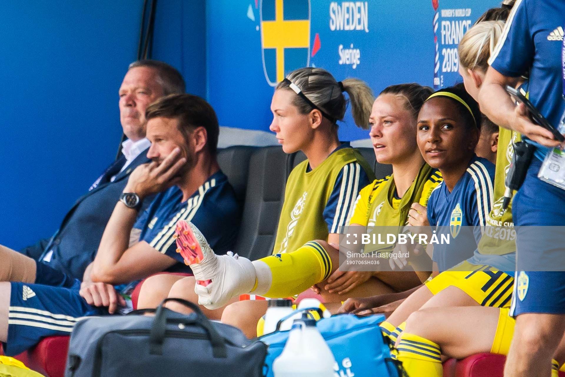 Fridolina Rolfö of Sweden with bandage around her foot