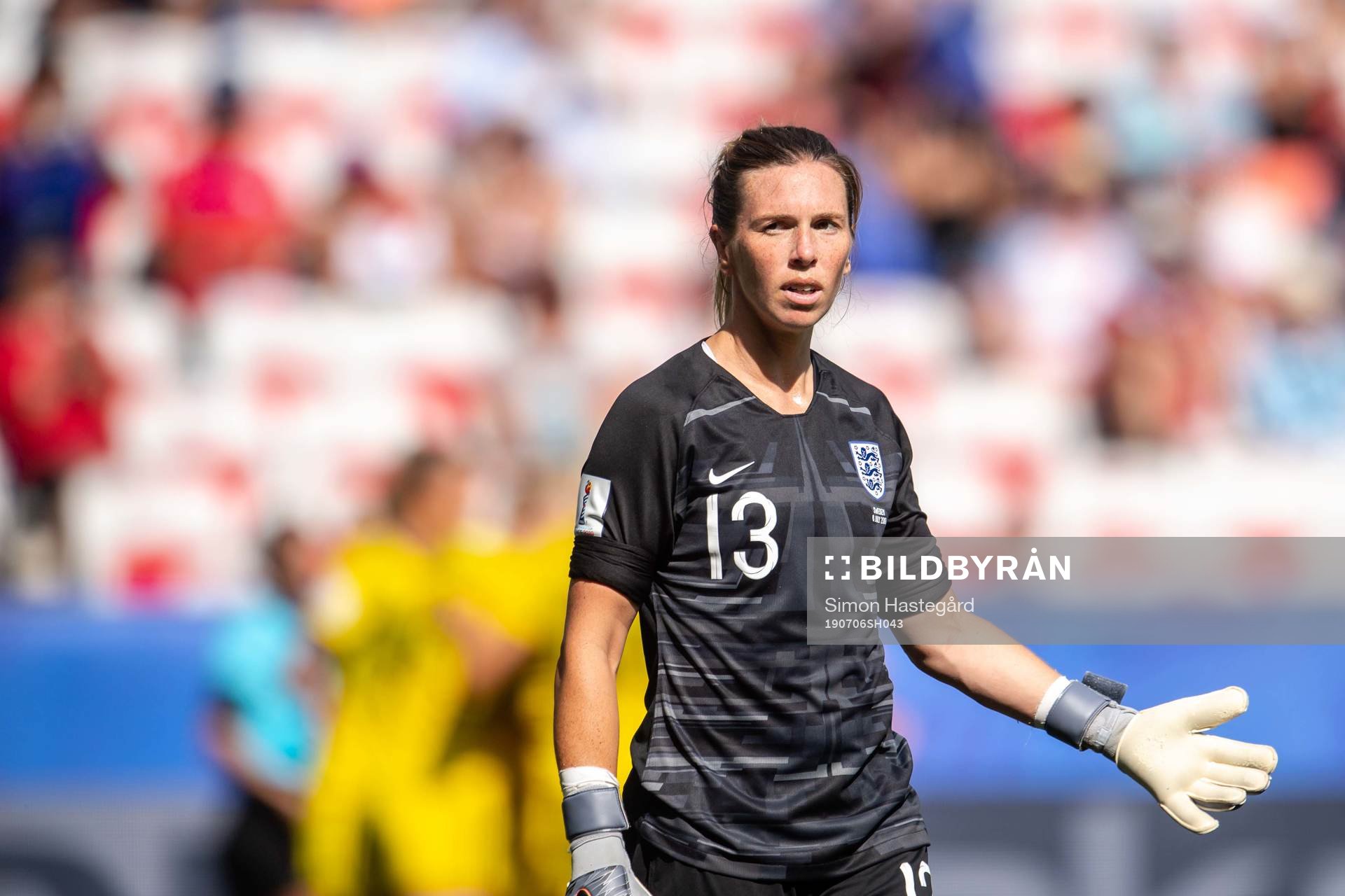 Goalkeeper Carly Telford of England looks dejected
