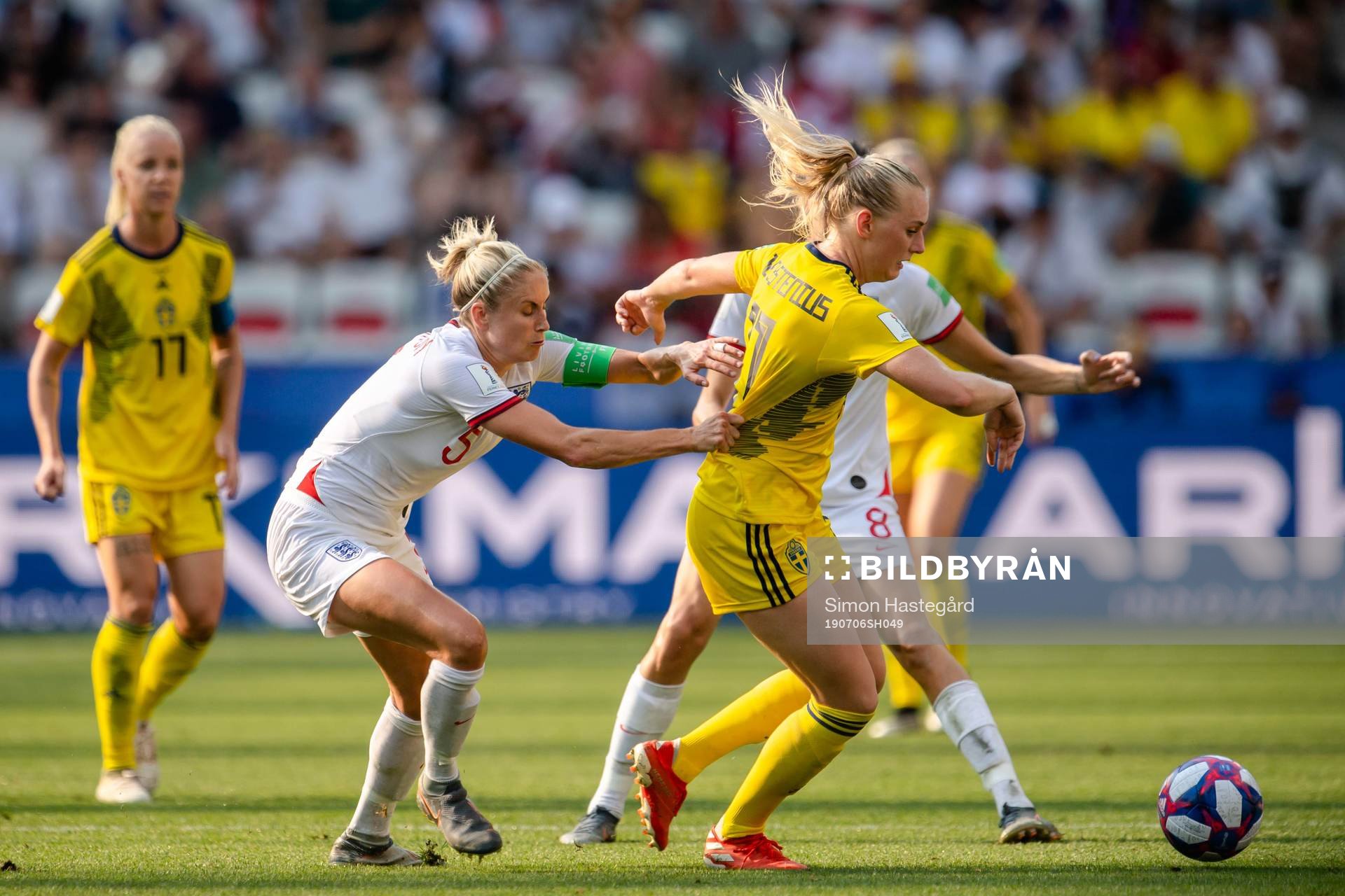 Stephanie Houghton of England and Stina Blackstenius of