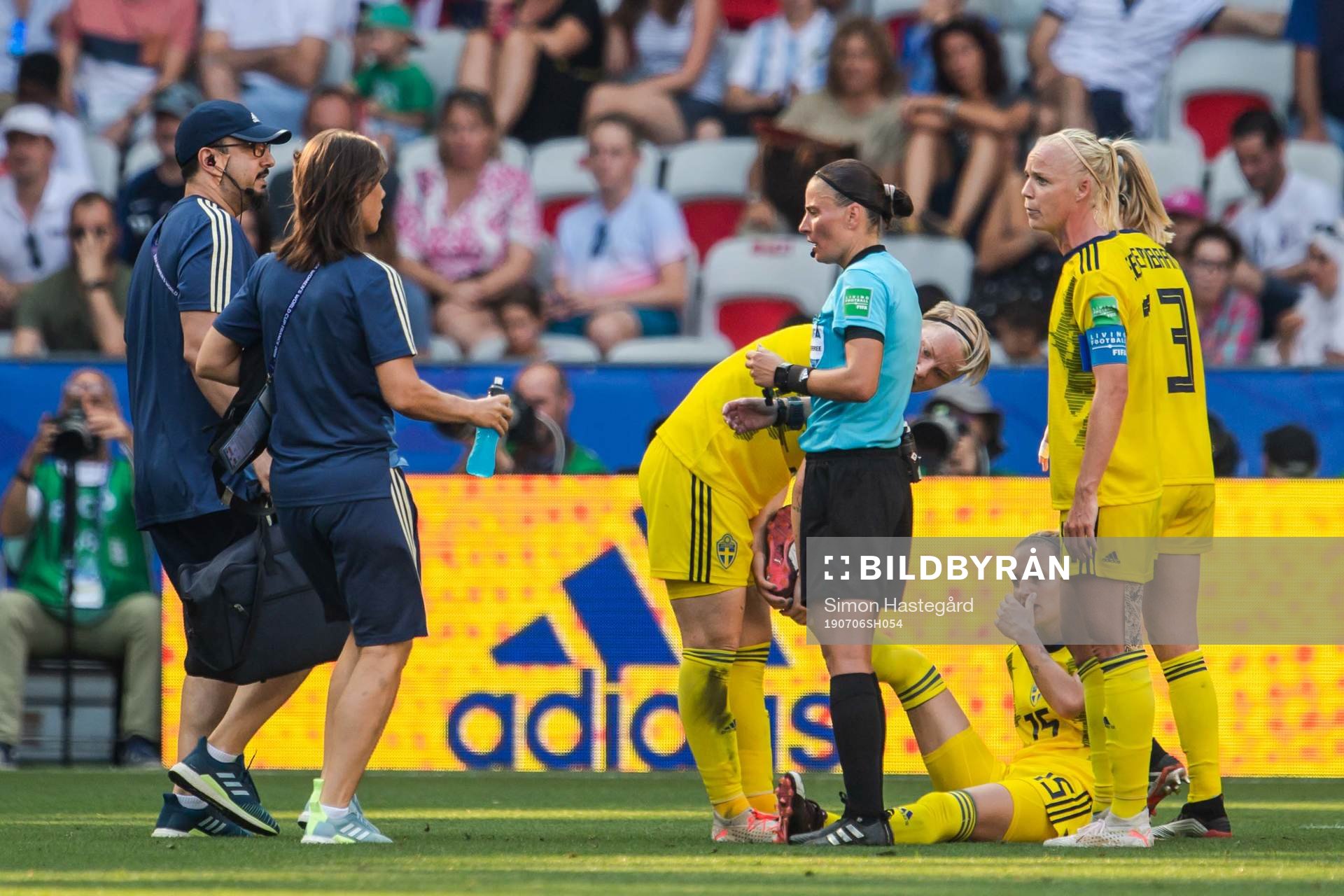 Nathalie Björn of Sweden in pain