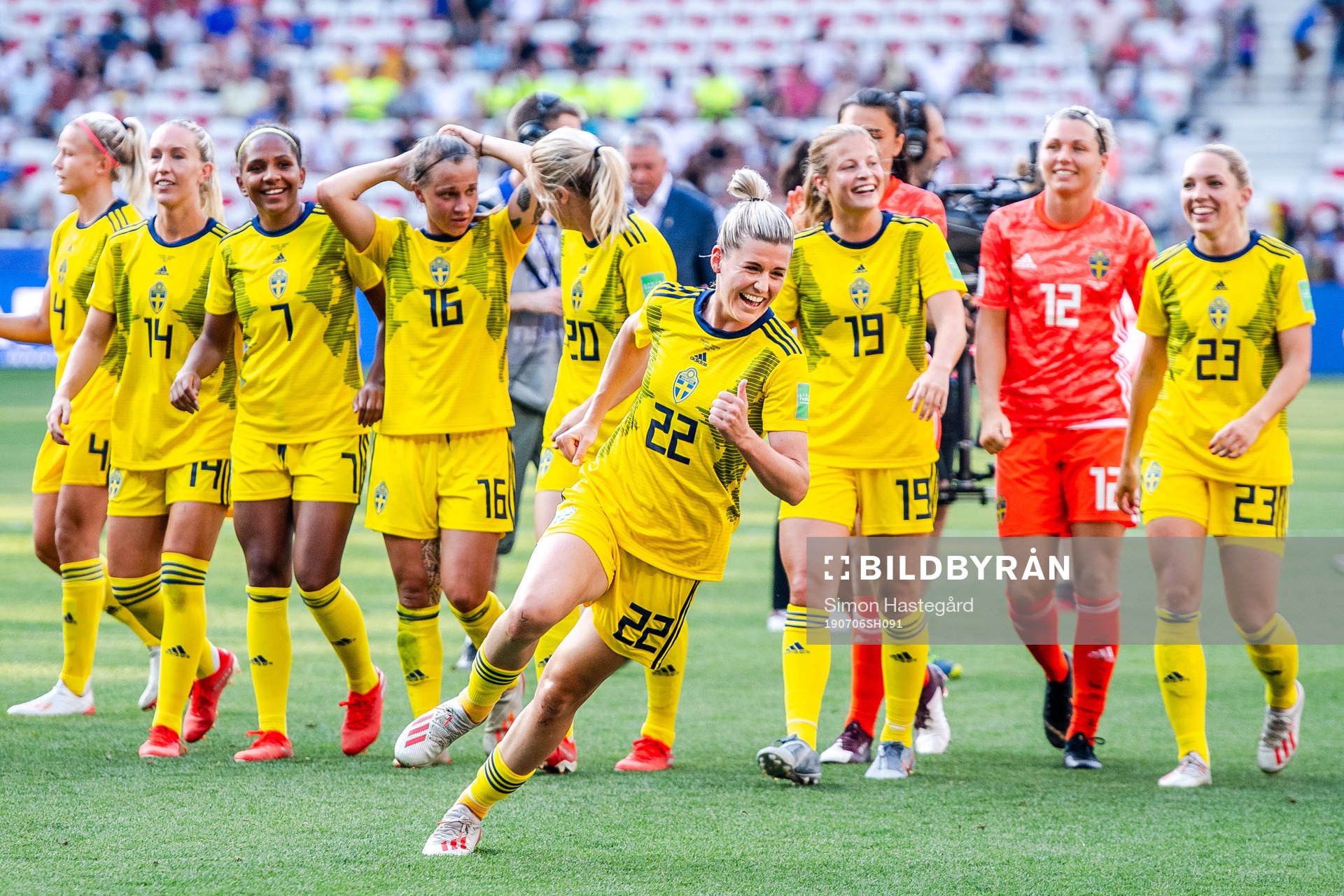 Olivia Schough of Sweden celebrates