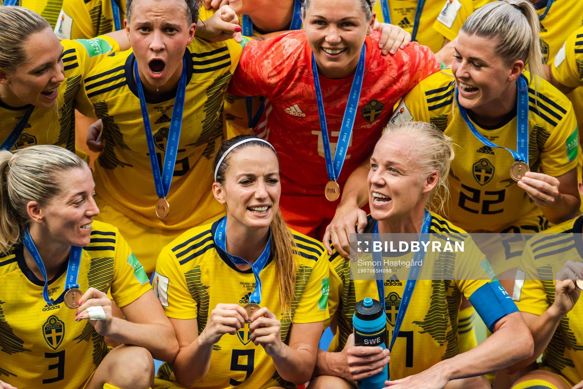 Kosovare Asllani and Caroline Seger of Sweden celebrate
