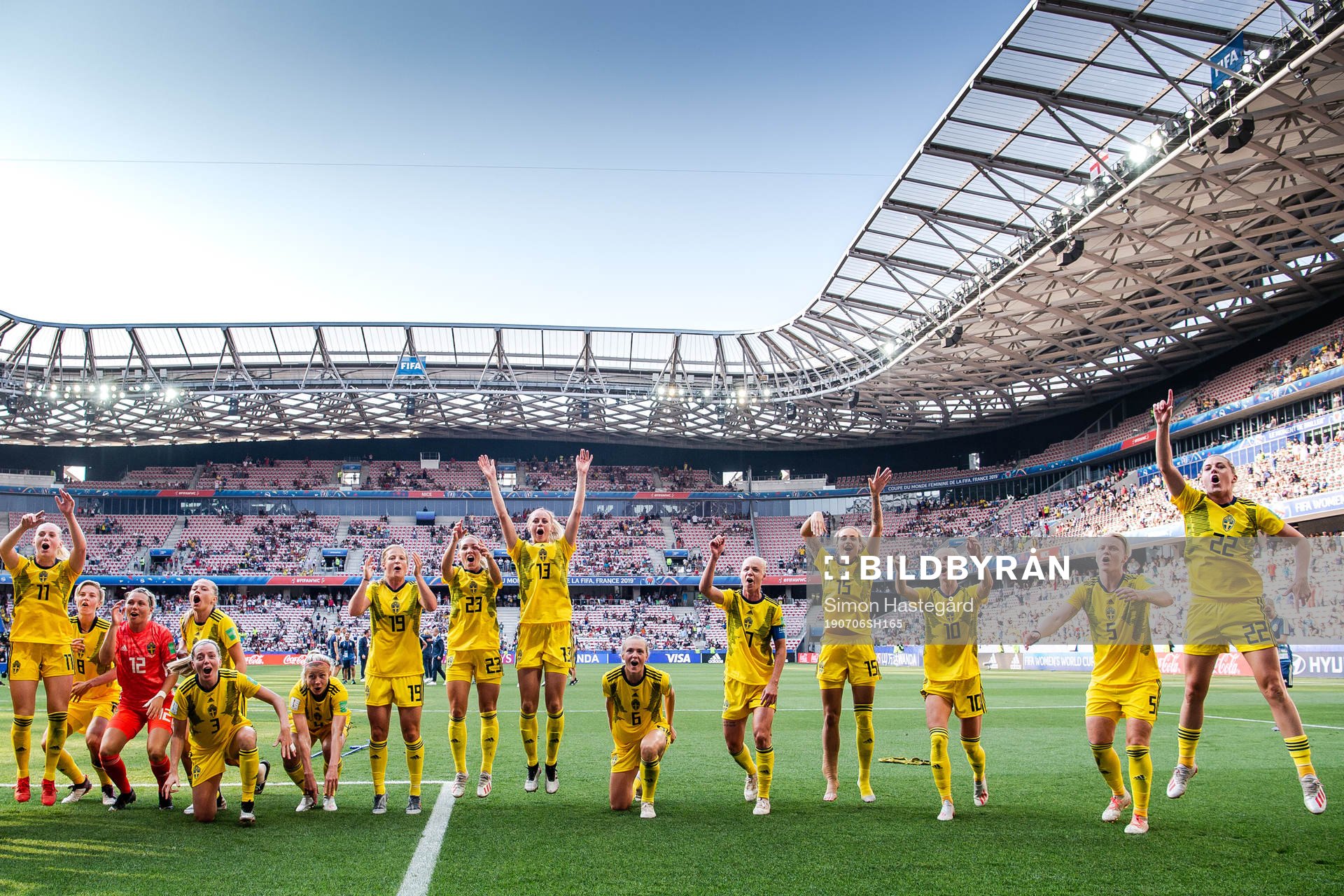 Players of Sweden celebrate