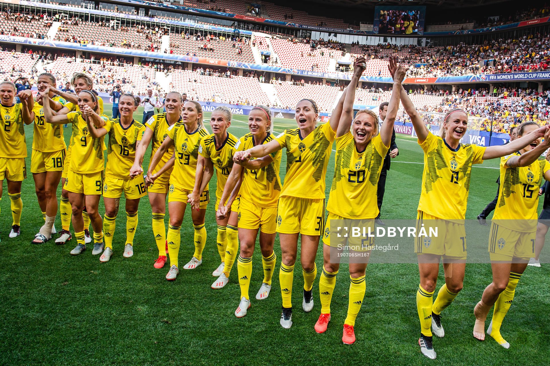 Players of Sweden celebrate