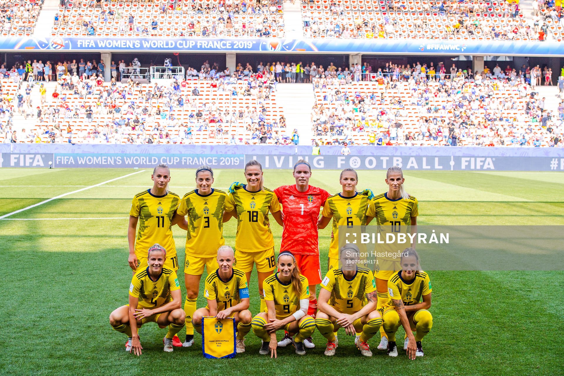Starting eleven of Sweden with Stina Blackstenius , Linda