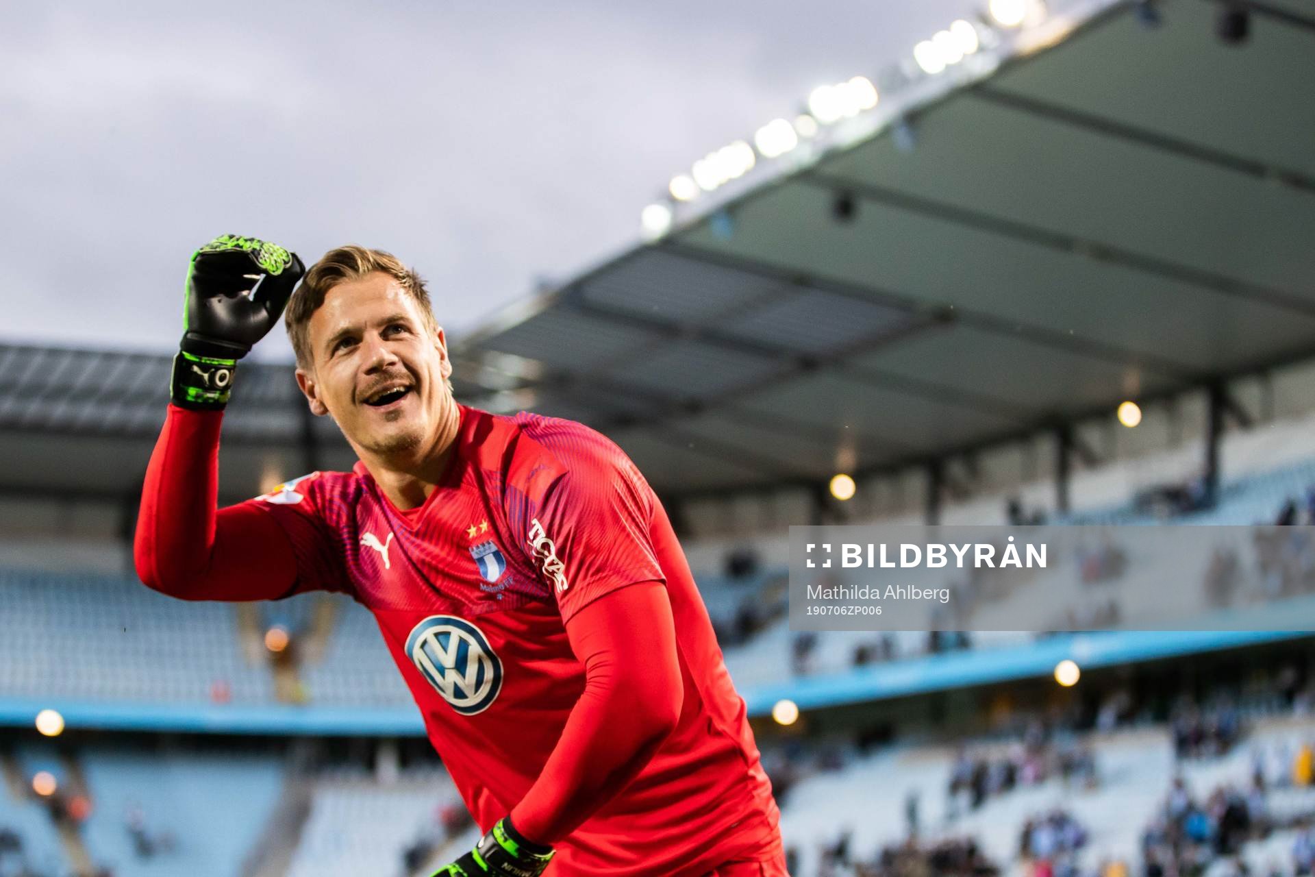 Malmö FFs Johan Dahlin jublar efter fotbollsmatchen i Allsvenskan mellan Malmö och Örebro den 6 juli 2019 i Malmö. 