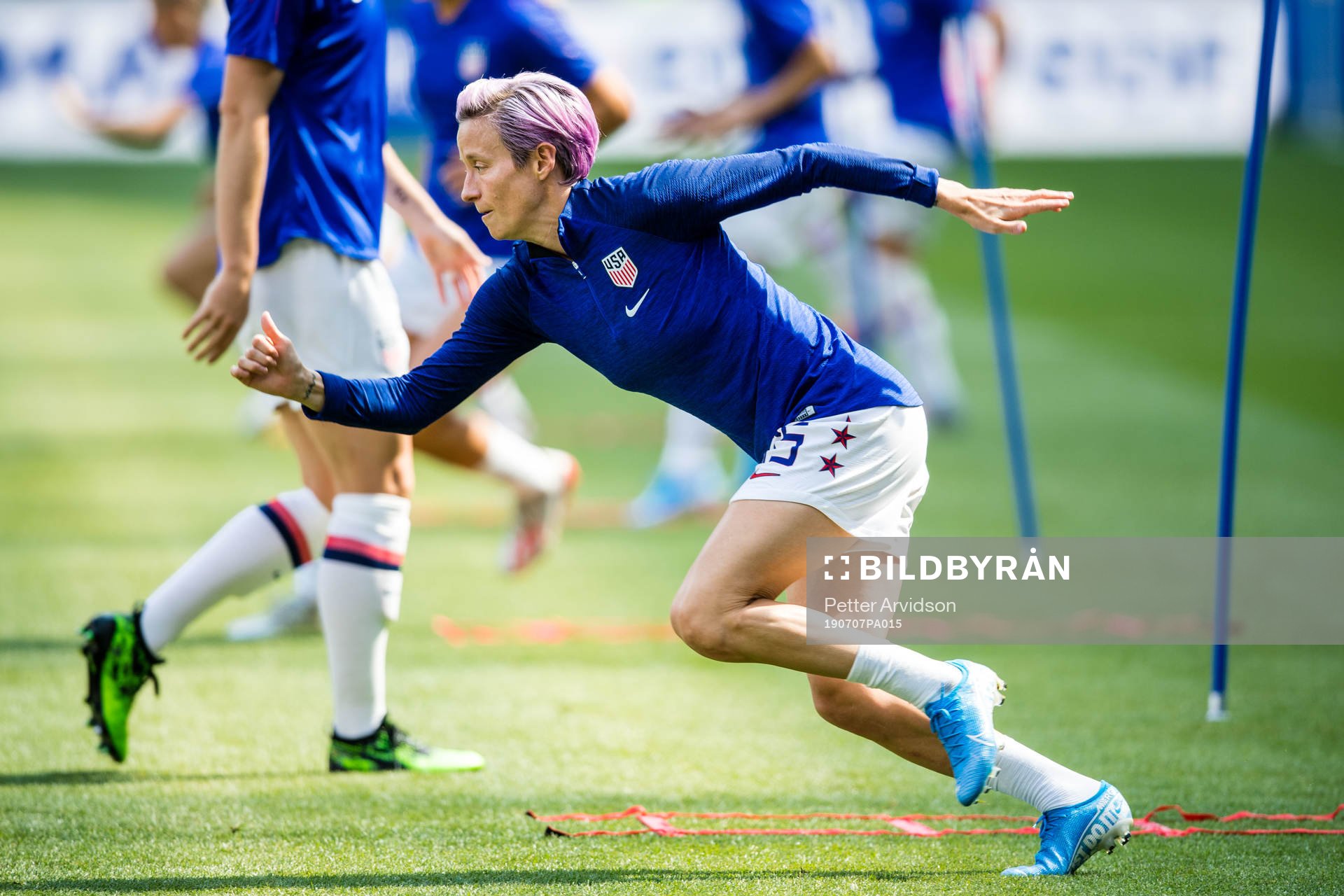 Megan Rapinoe of USA warming up