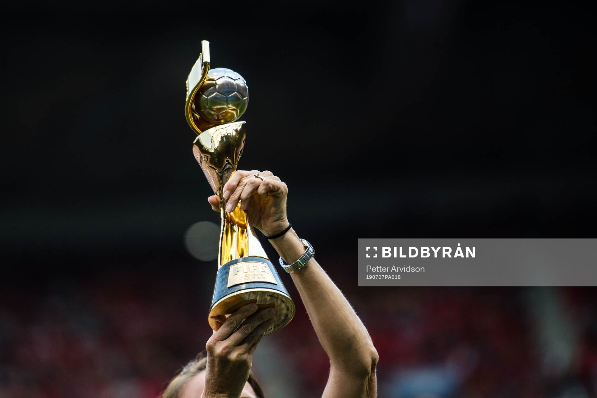The trophy of the FIFA Women's World Cup final between USA