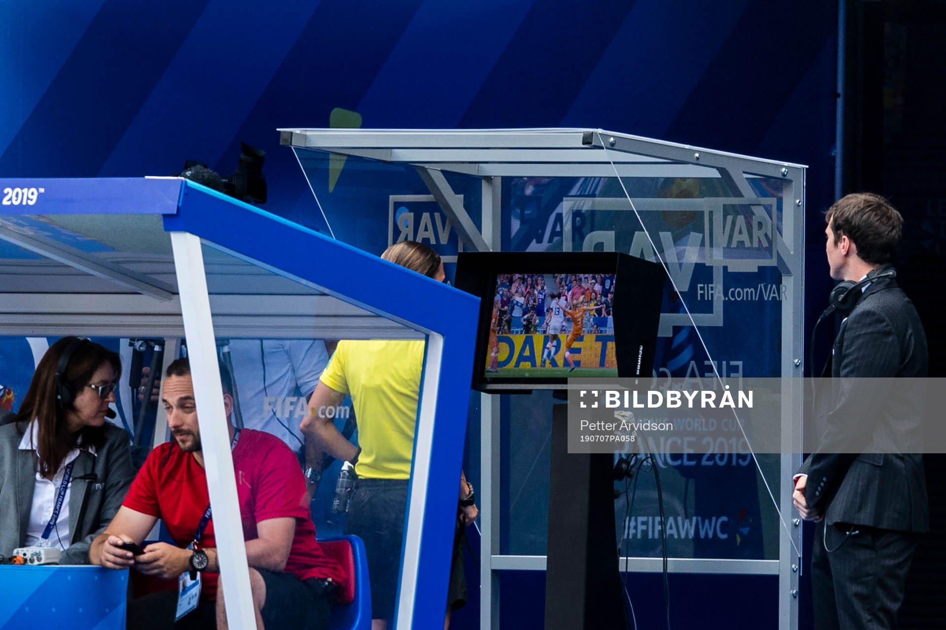 Referee Stephanie Frappart looks at VAR