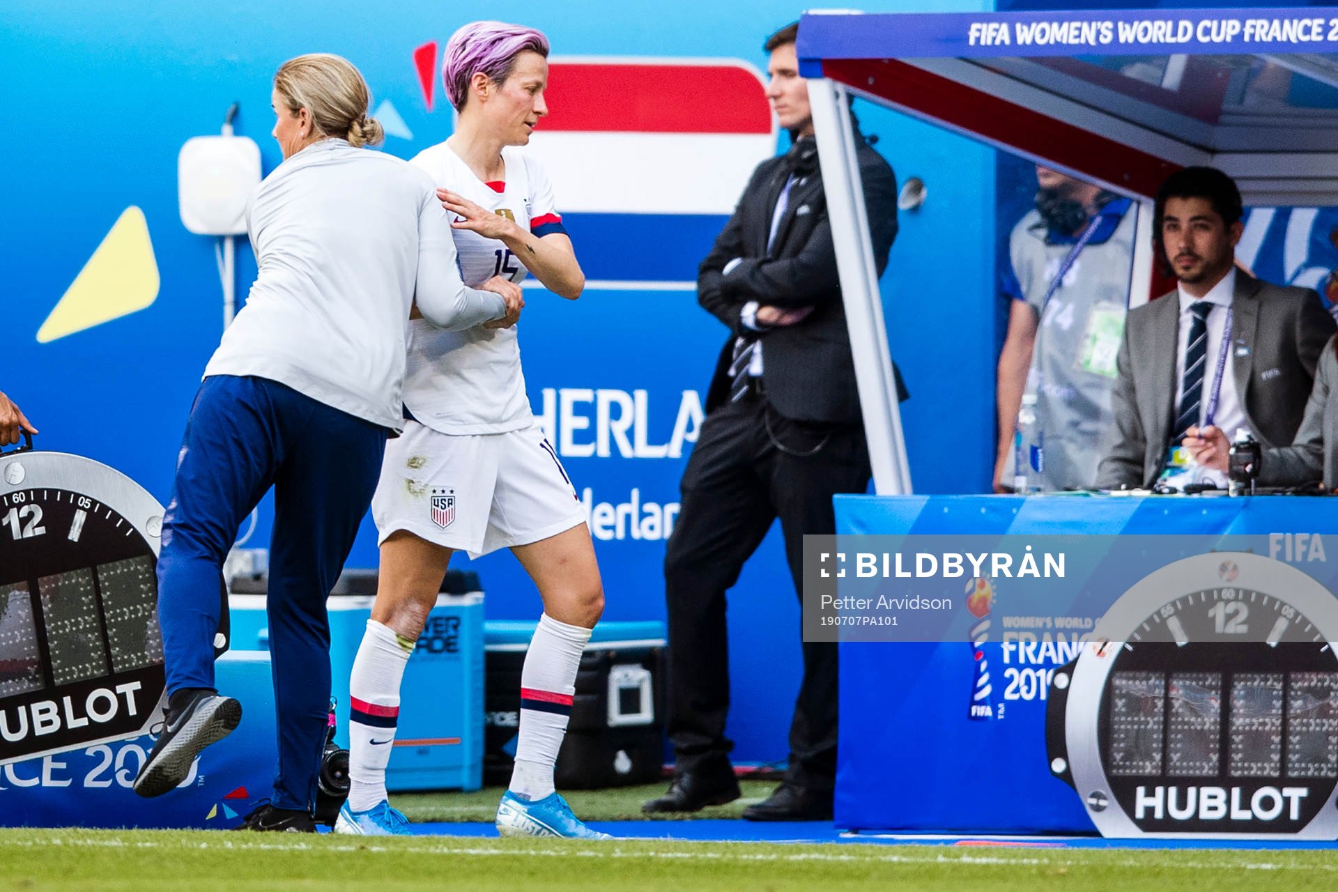 Megan Rapinoe of USA leaves the pitch