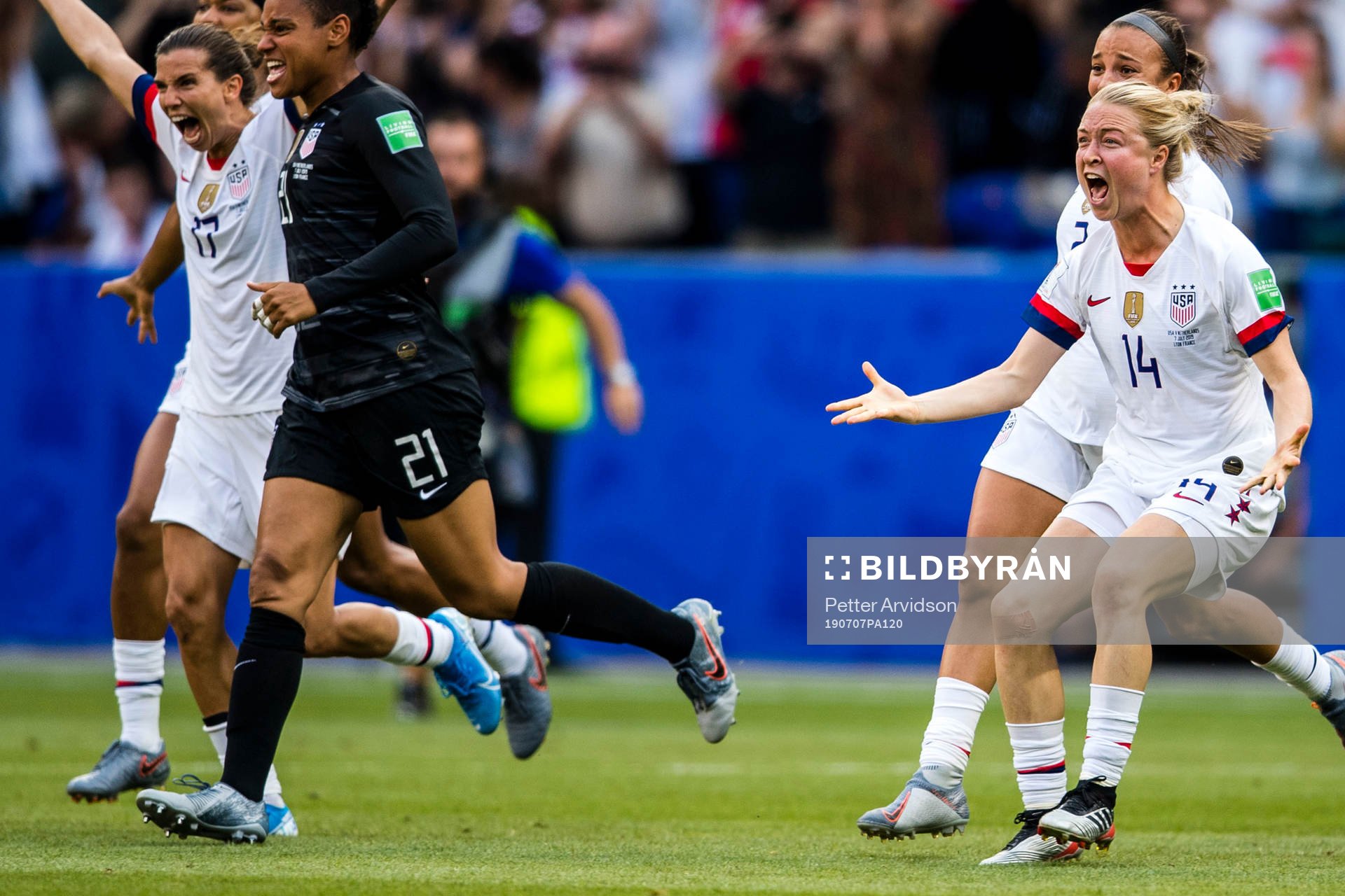 Emily Sonnett  of USA celebrates