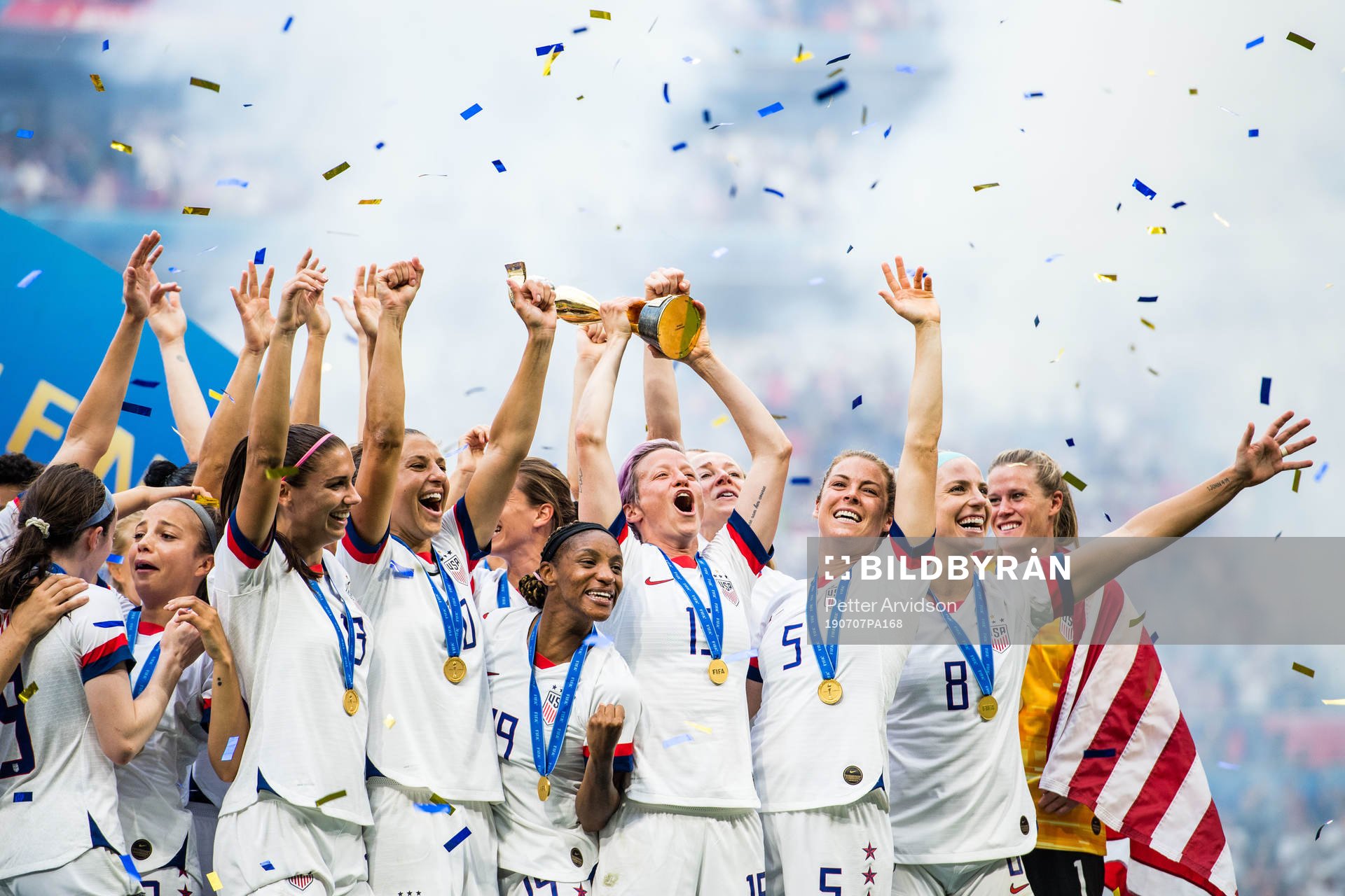 Megan Rapinoe of USA celebrates winning the FIFA Women's World Cup final between USA and Netherlands on July 7, 2019 in Lyon.
