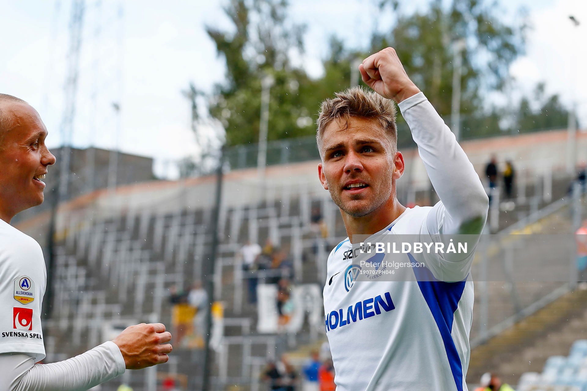 IFK Norrköpings Christoffer Nyman jublar efter mål 2-1 under fotbollsmatchen i Allsvenskan mellan IFK Norrköping och Häcken den 7 juli 2019 i Norrköping.
