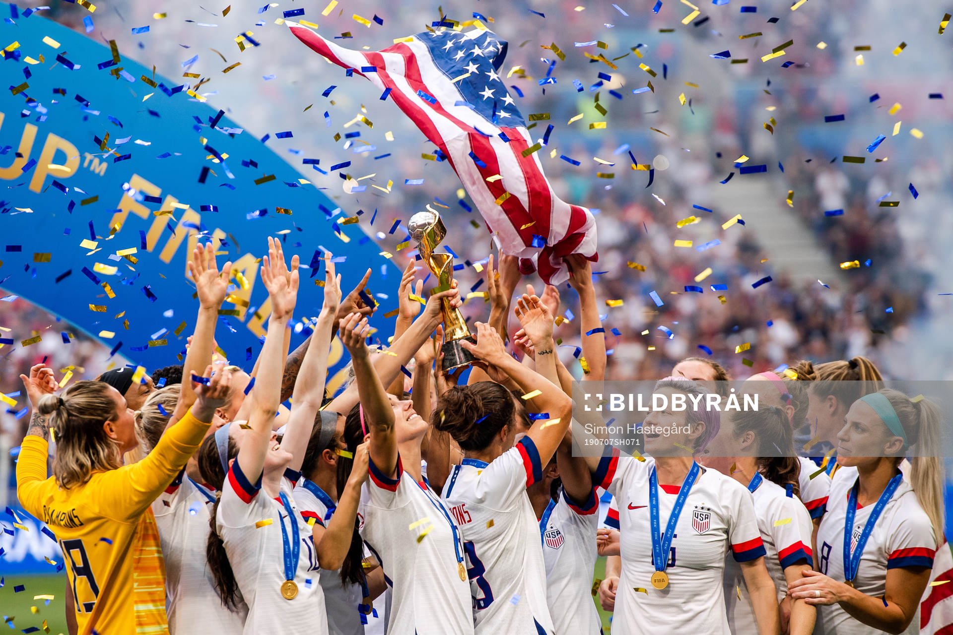Alex Morgan and Megan Rapinoe of USA celebrate with the