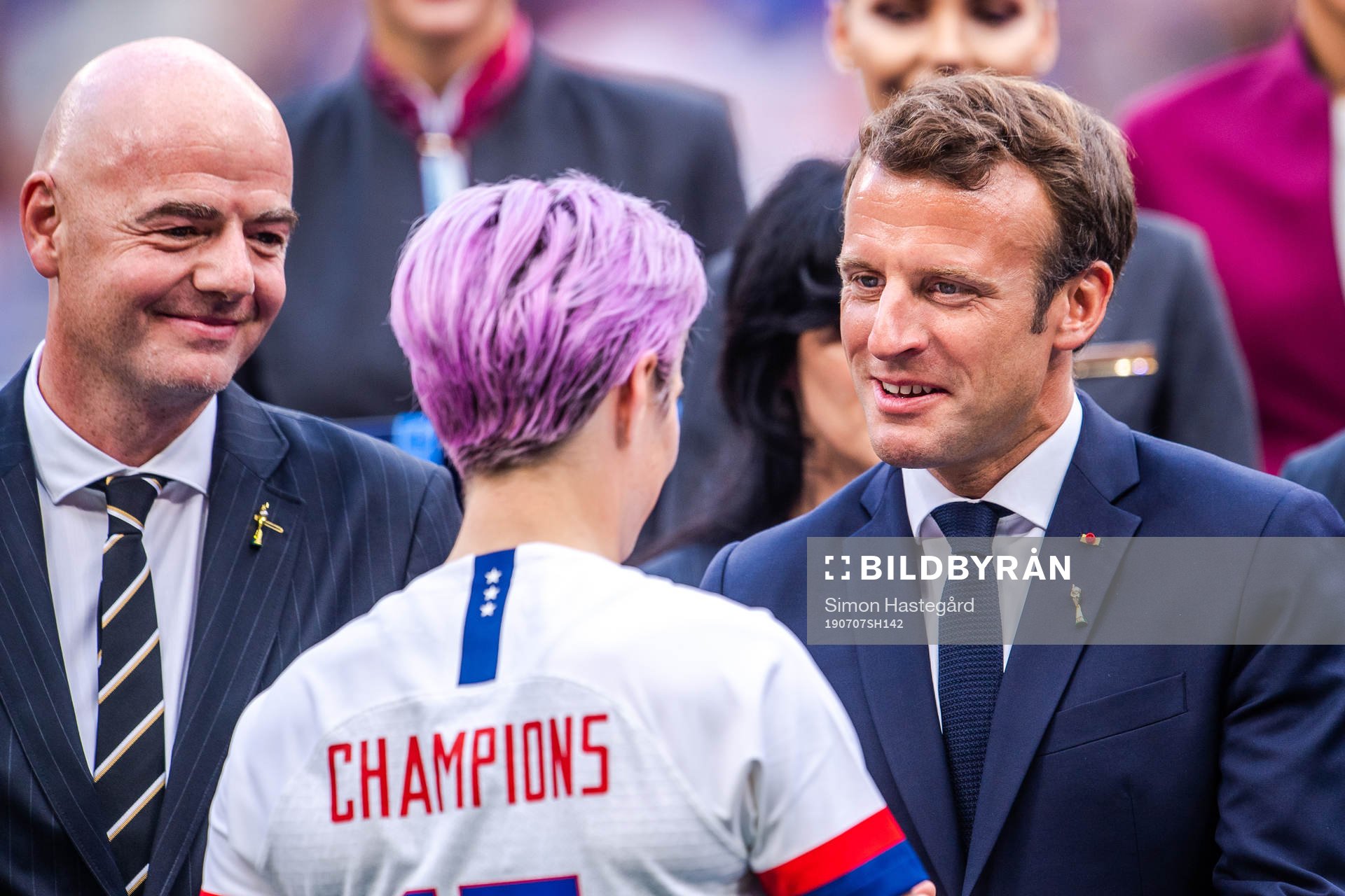 Gianni Infantino, Fifa president, Megan Rapinoe of USA and