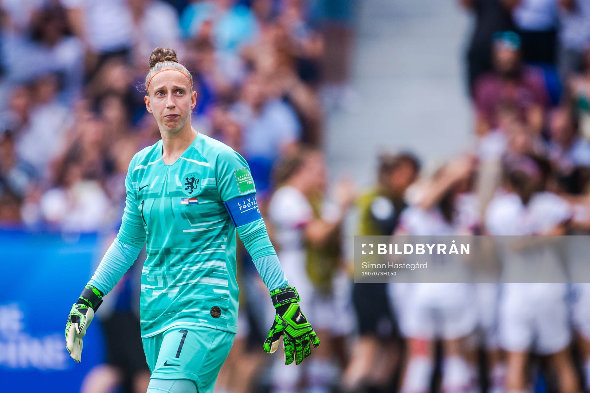 Goalkeeper Sari Van Veenendaal of Netherlands looks dejected