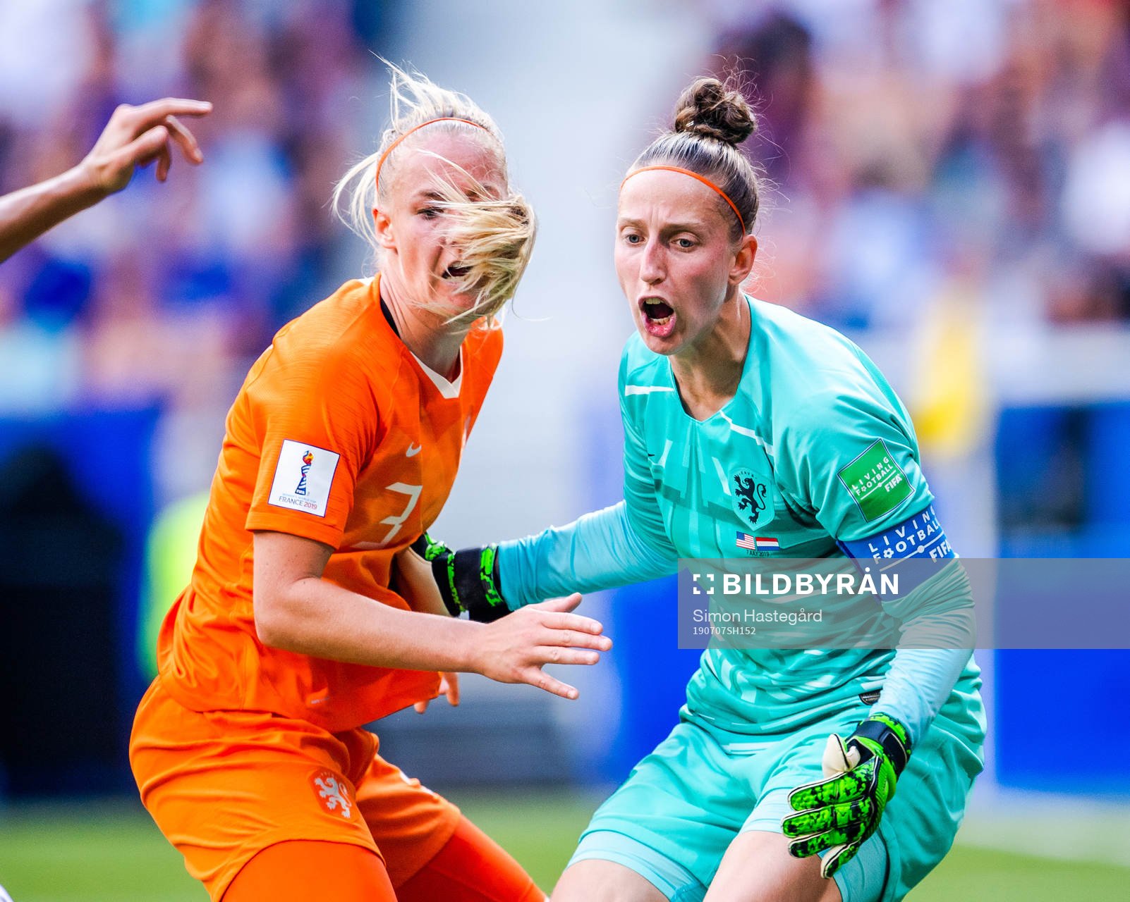 Stefanie Van Der Gragt and goalkeeper Sari Van Veenendaal